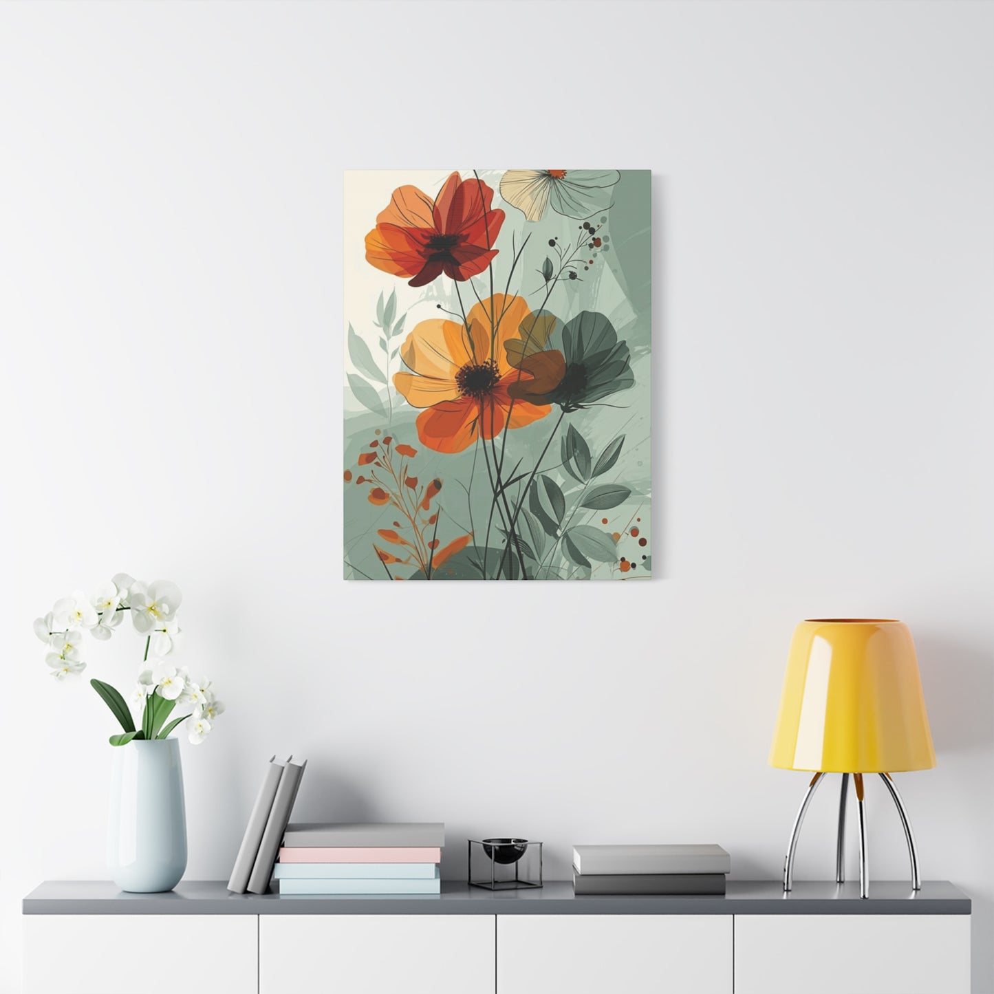 Green Floral Painting Wall Art & Canvas Prints