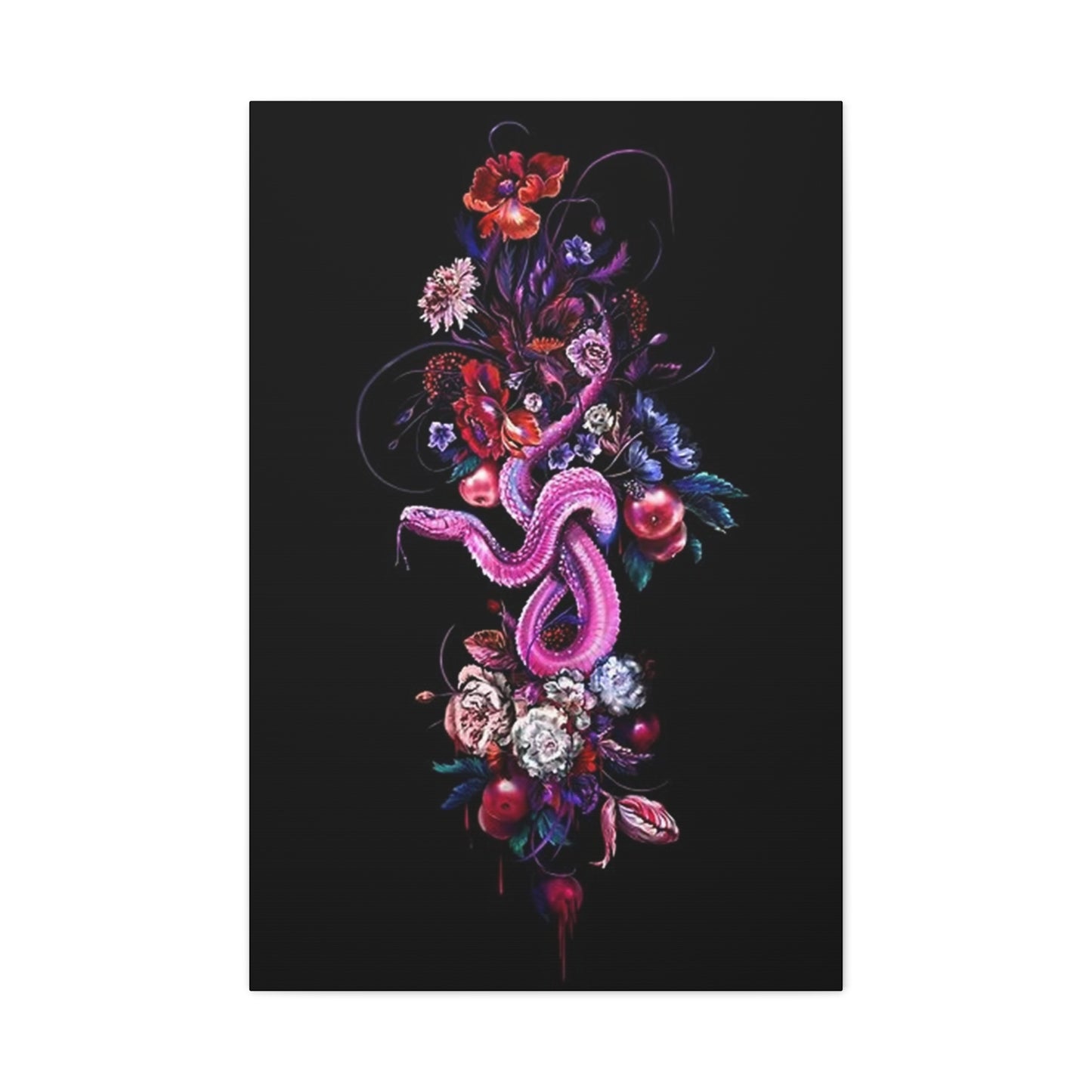Pink Snake And Flowers Wall Art & Canvas Prints