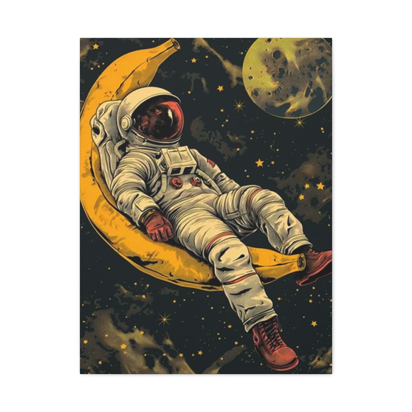 Astronaut On Banana In Space Wall Art & Canvas Prints