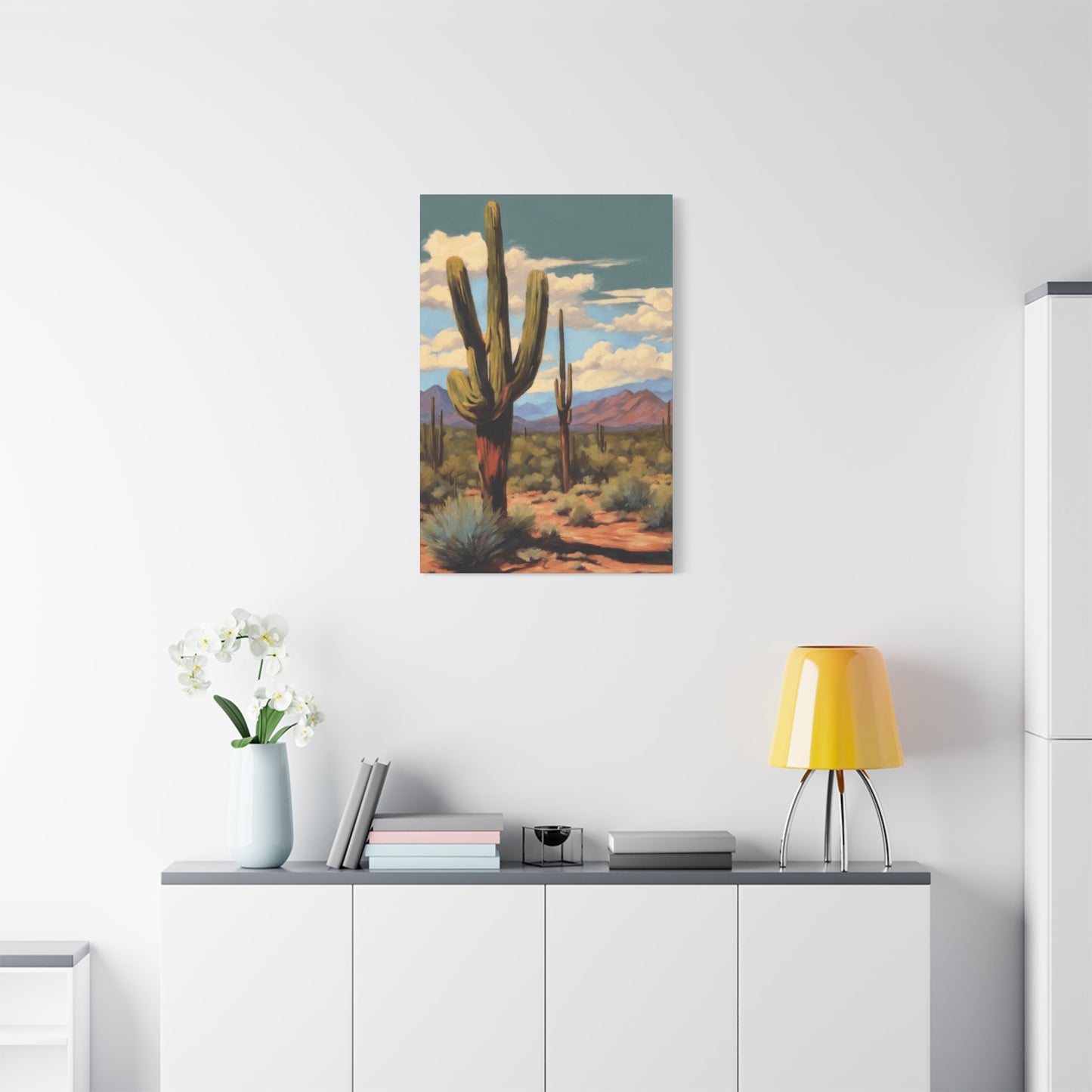 Cactus Standing in Desert Painting Wall Art & Canvas Prints