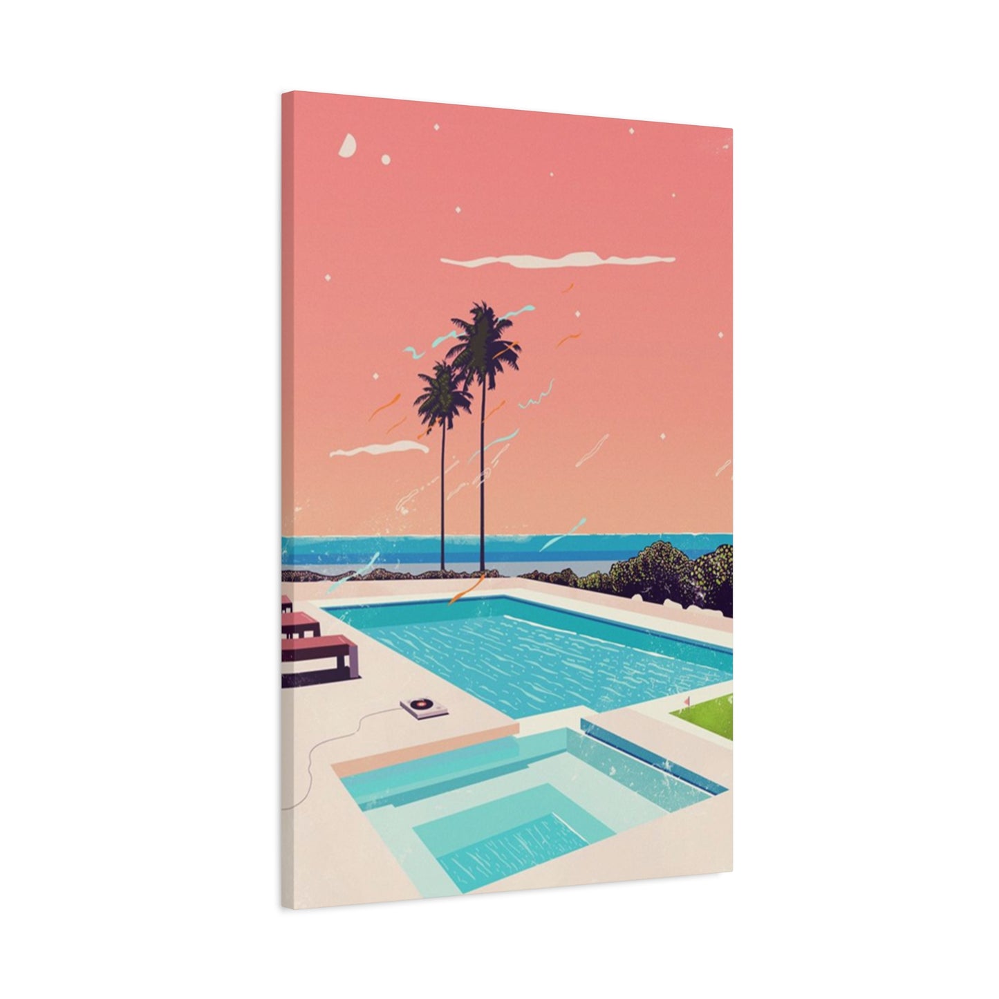 Swimming Pool In Resort With A Sunset Wall Art & Canvas Prints