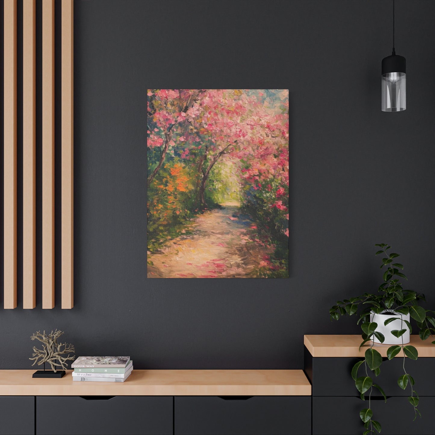 Pathway Pink Colorful Flowers Wall Art & Canvas Prints