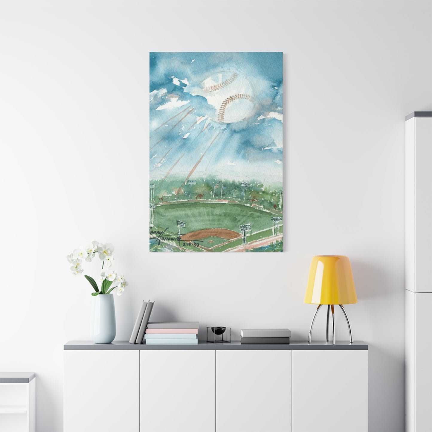 Baseball Water Painting Wall Art & Canvas Prints