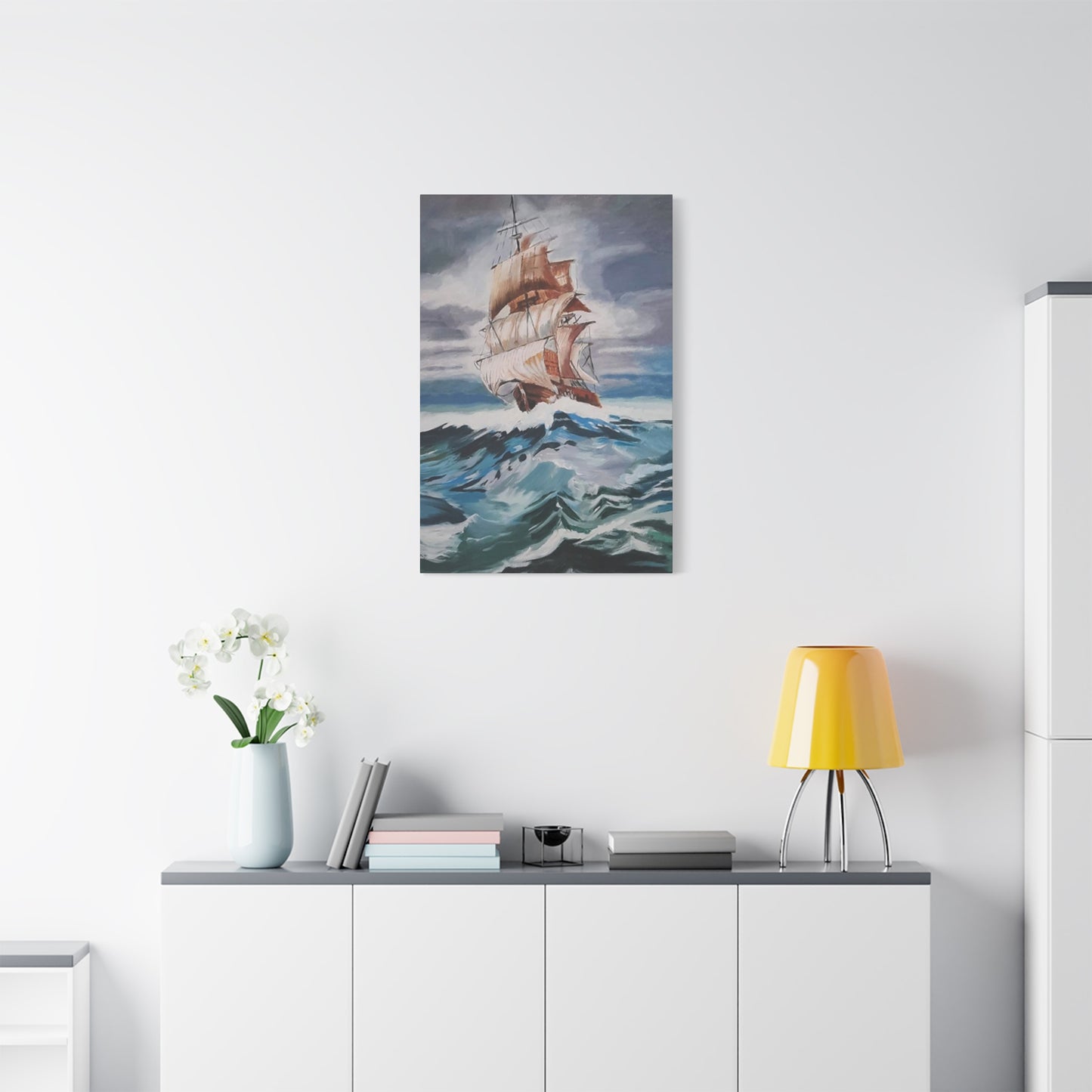 Large Vintage Ship In Waves Wall Art & Canvas Prints