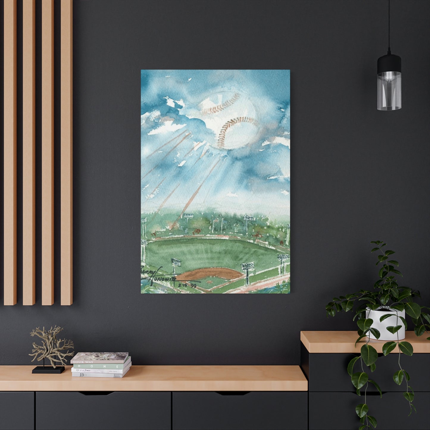 Baseball Water Painting Wall Art & Canvas Prints