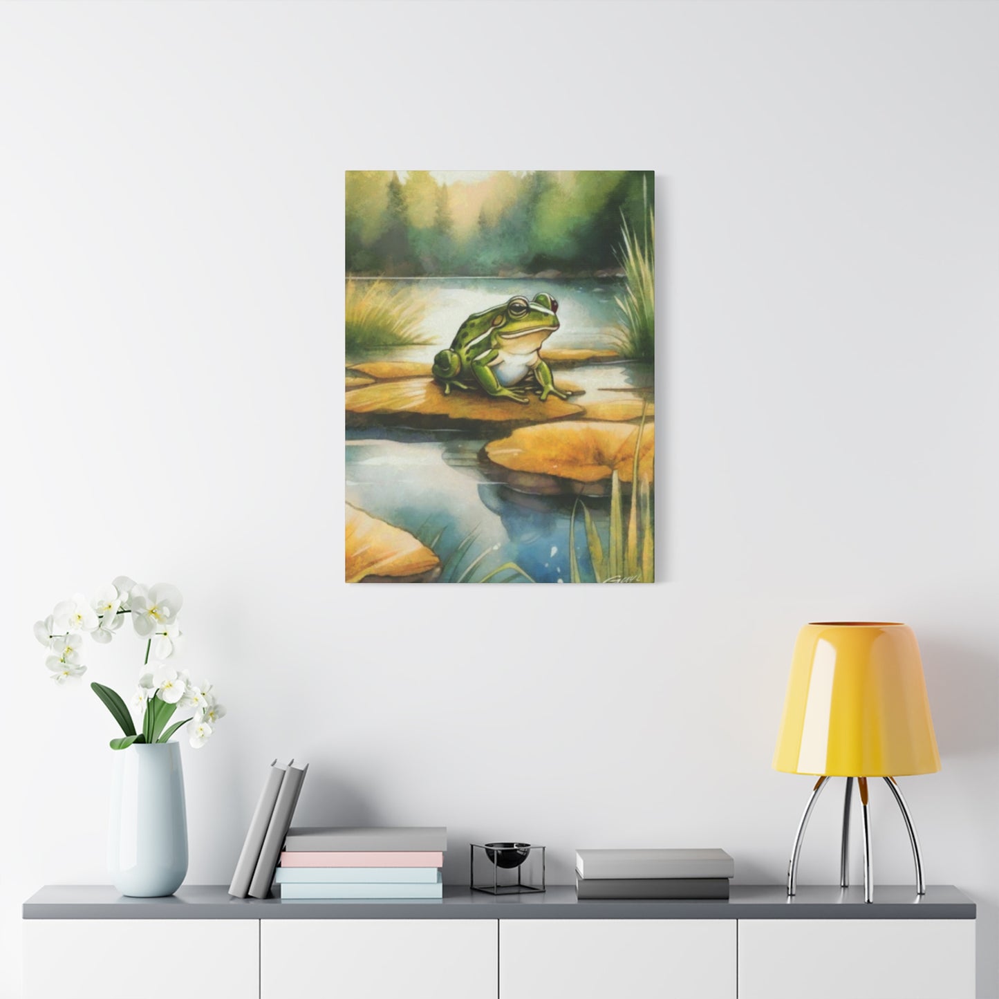 Frog on Leaf Pad Wall Art & Canvas Prints