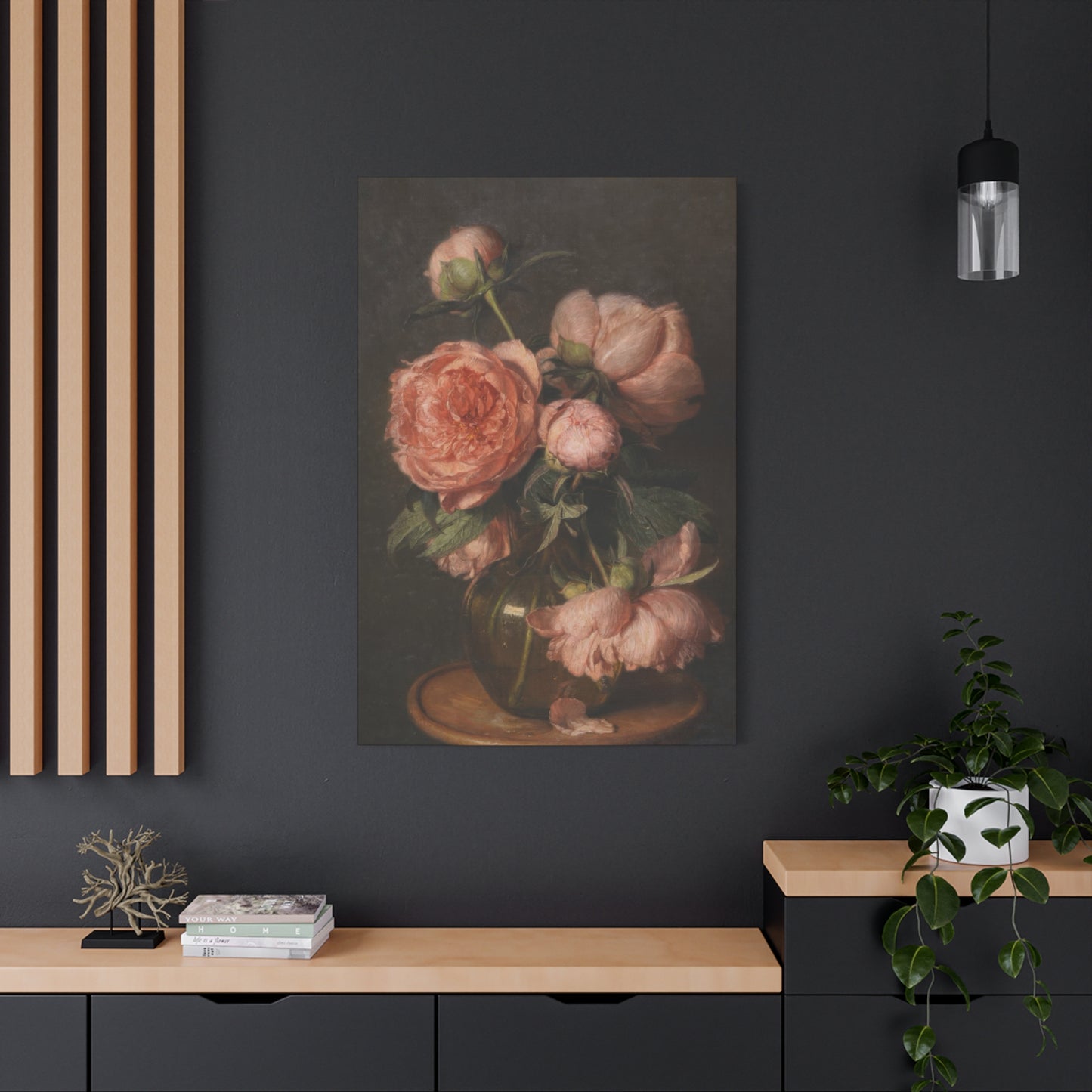 Pink Flower Vase Dark Academia Wall Art & Canvas Prints