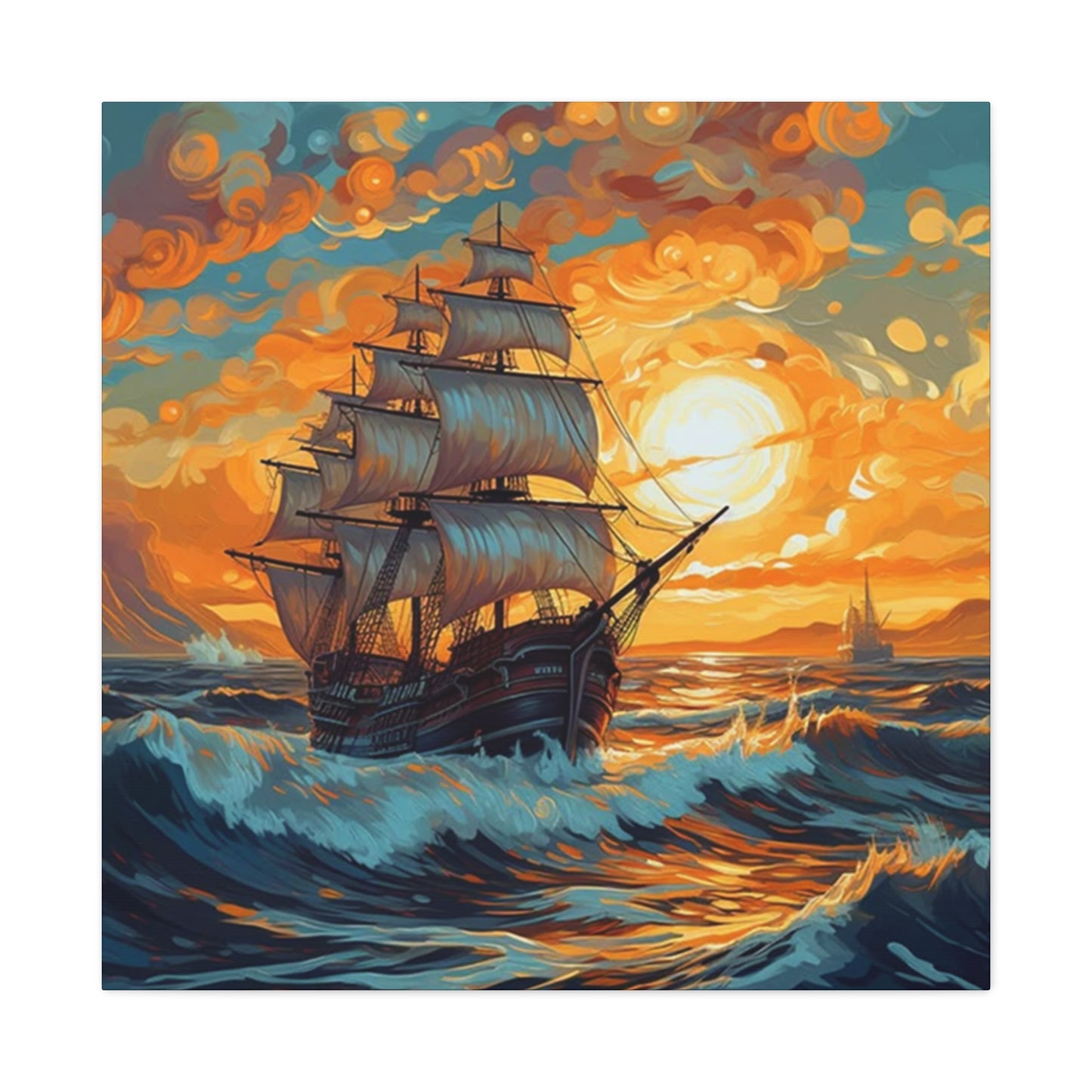 Ship Sailing During Dawn Painting Wall Art & Canvas Prints