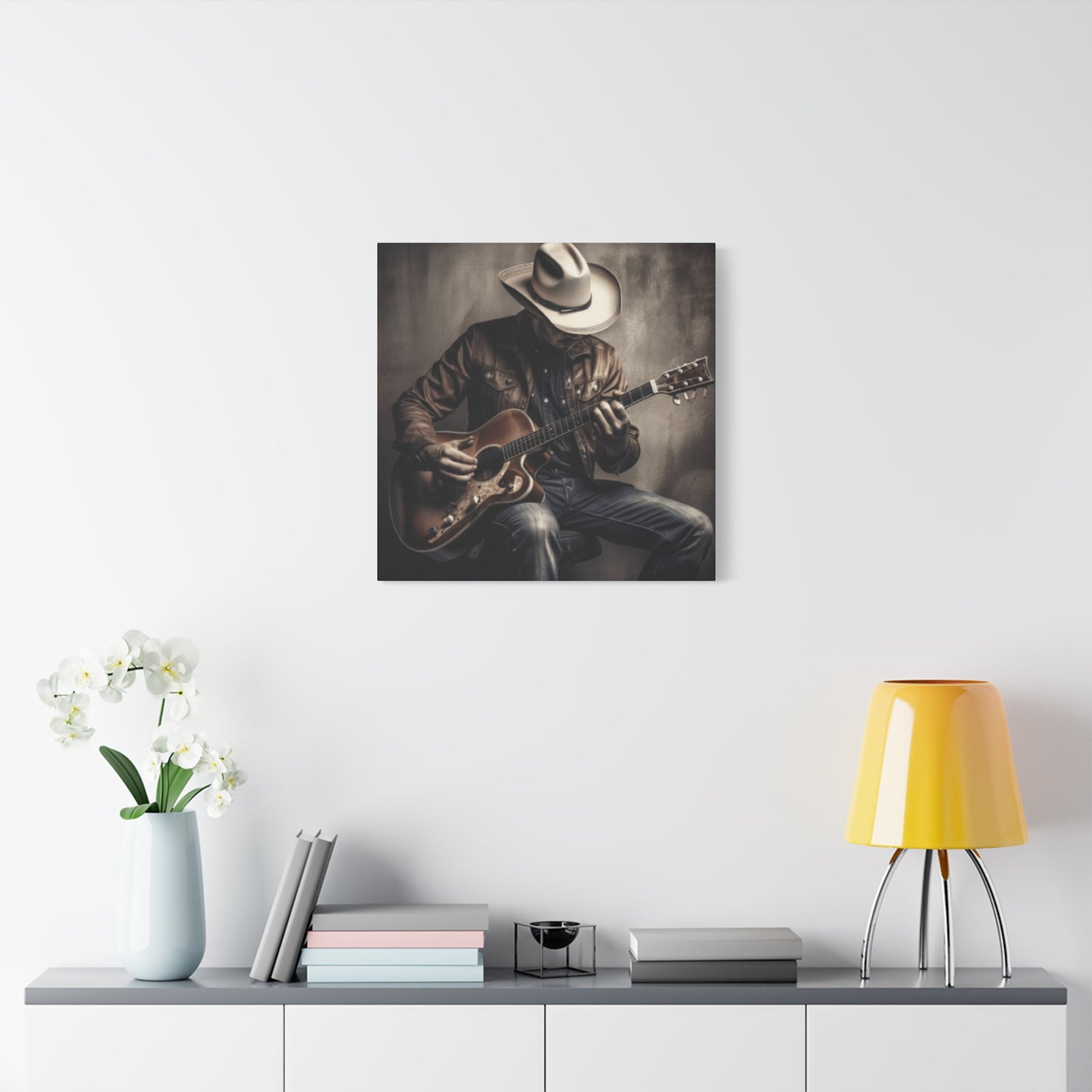 Cowboy Playing Guitar Wall Art & Canvas Prints