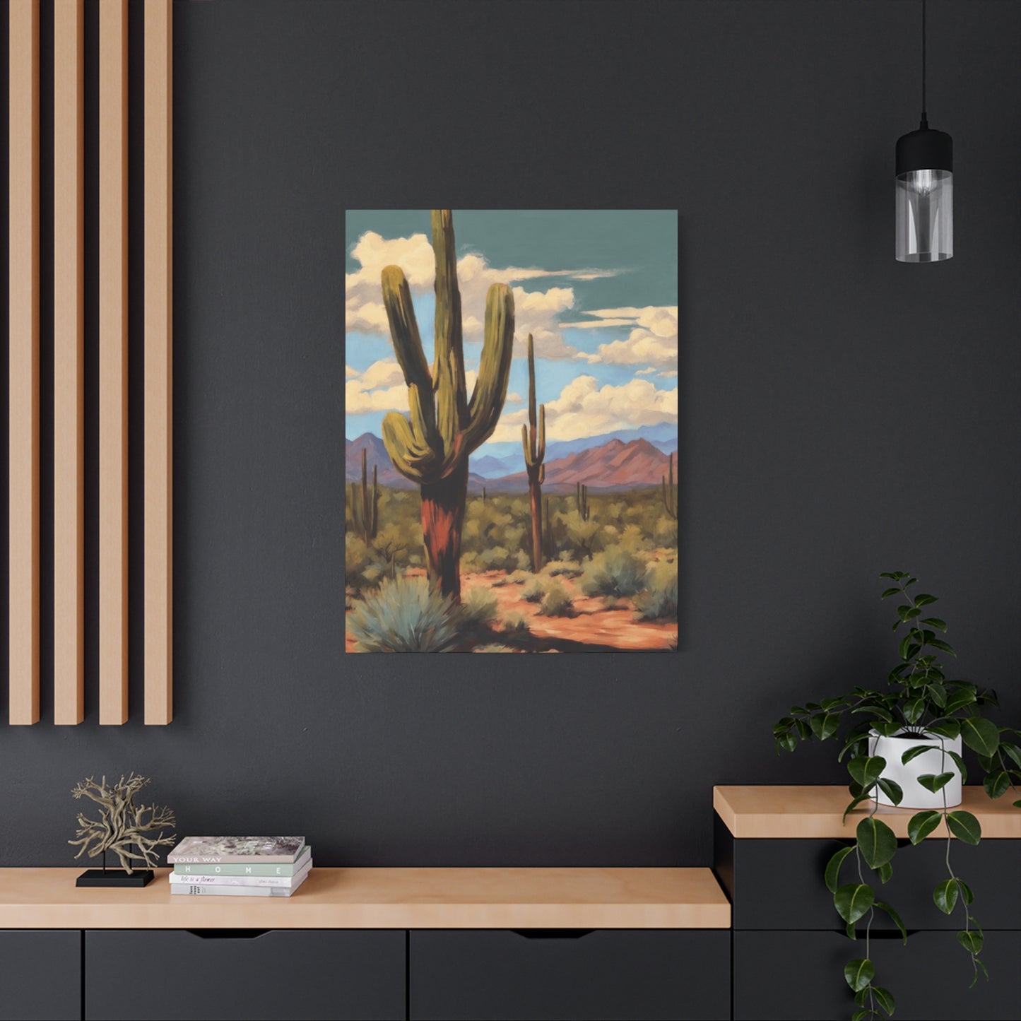 Cactus Standing in Desert Painting Wall Art & Canvas Prints
