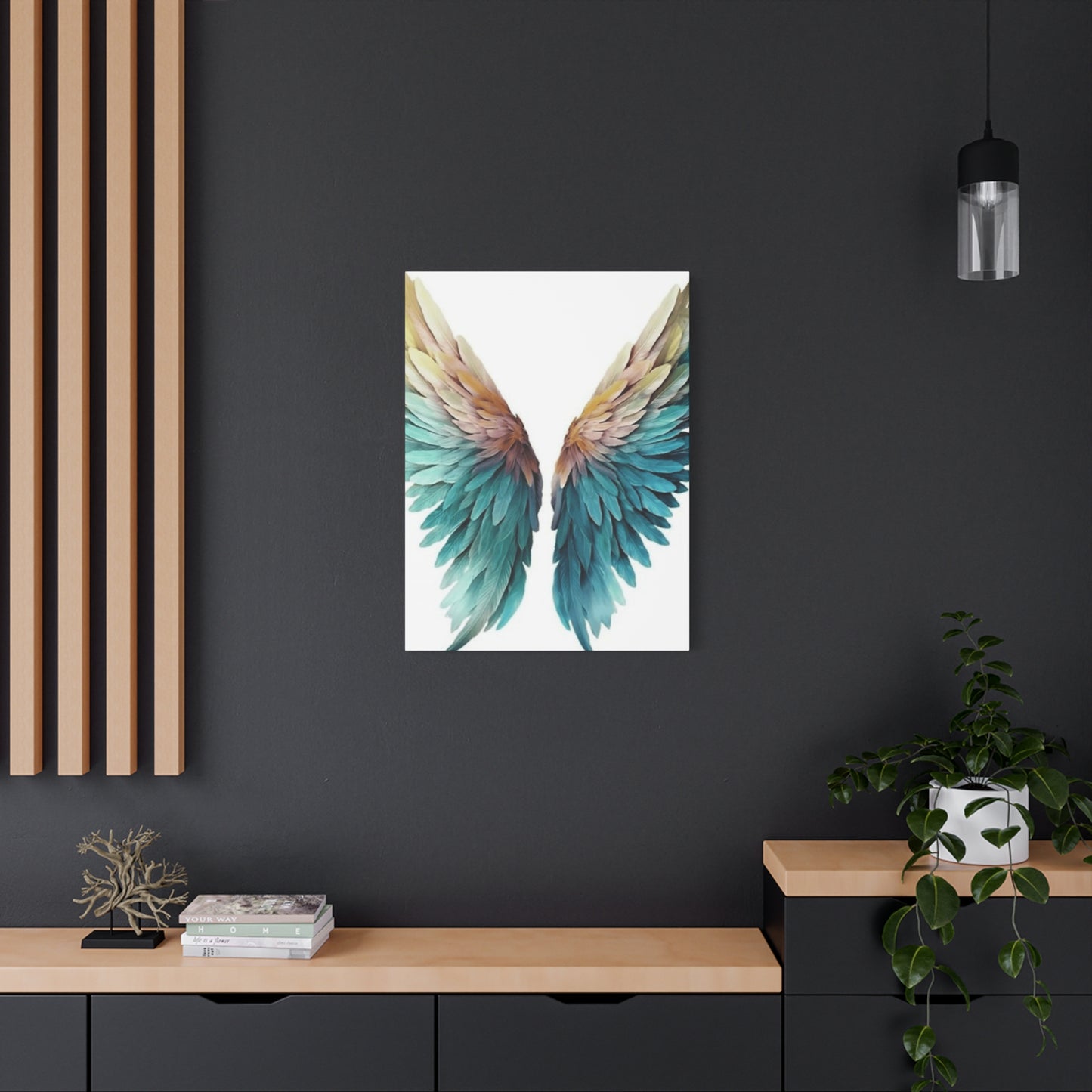 Blue and Golden Angel Wings Wall Art & Canvas Prints