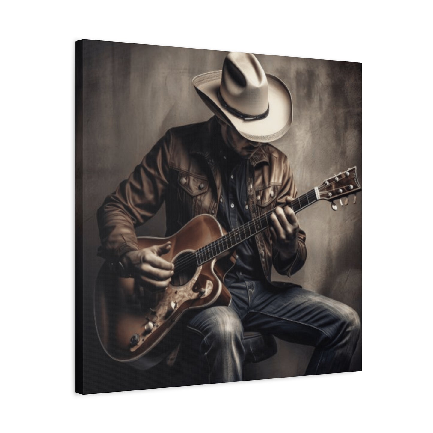 Cowboy Playing Guitar Wall Art & Canvas Prints