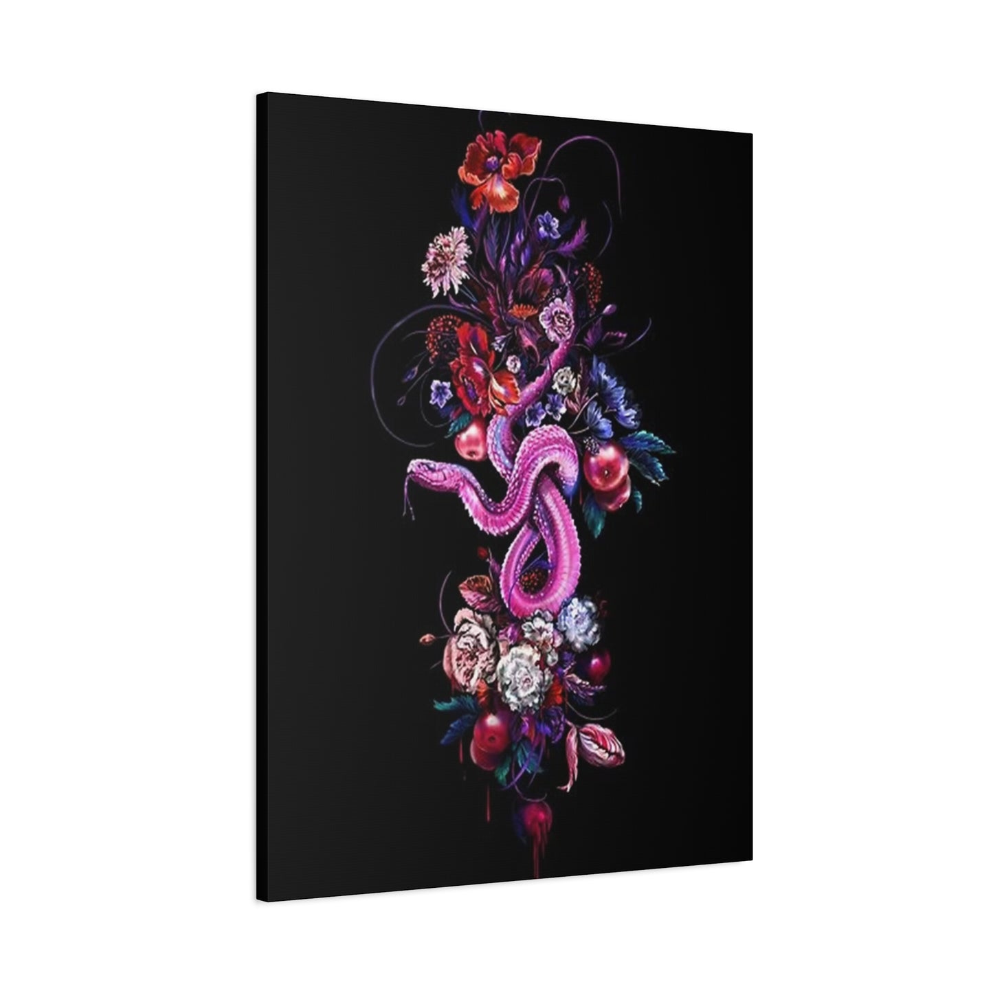 Pink Snake And Flowers Wall Art & Canvas Prints