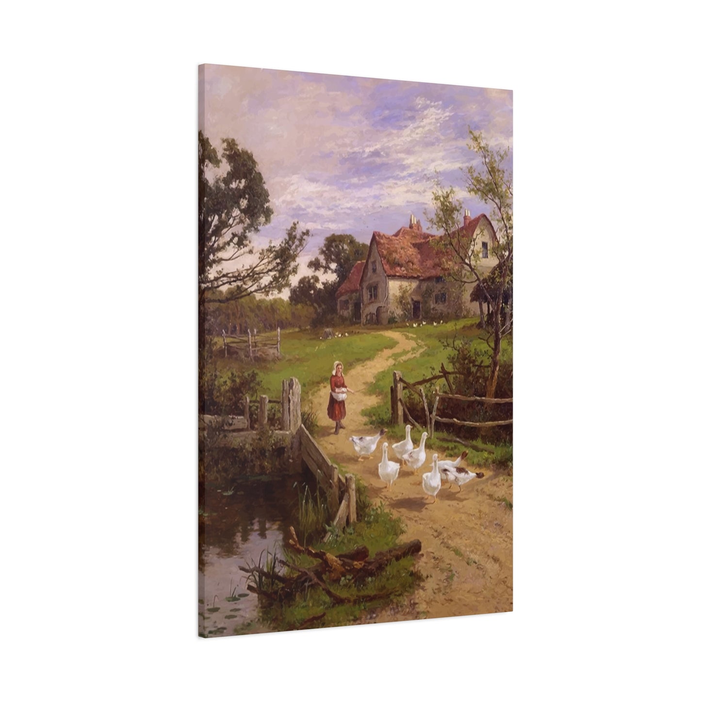 Ducks With A Charming Girl Wall Art & Canvas Prints