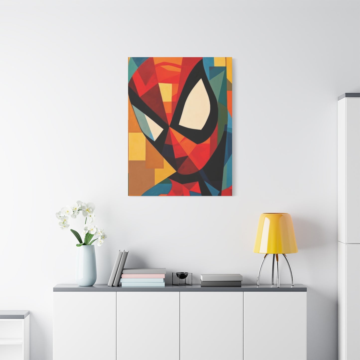 Spiderman Closeup Cubism Wall Art & Canvas Prints
