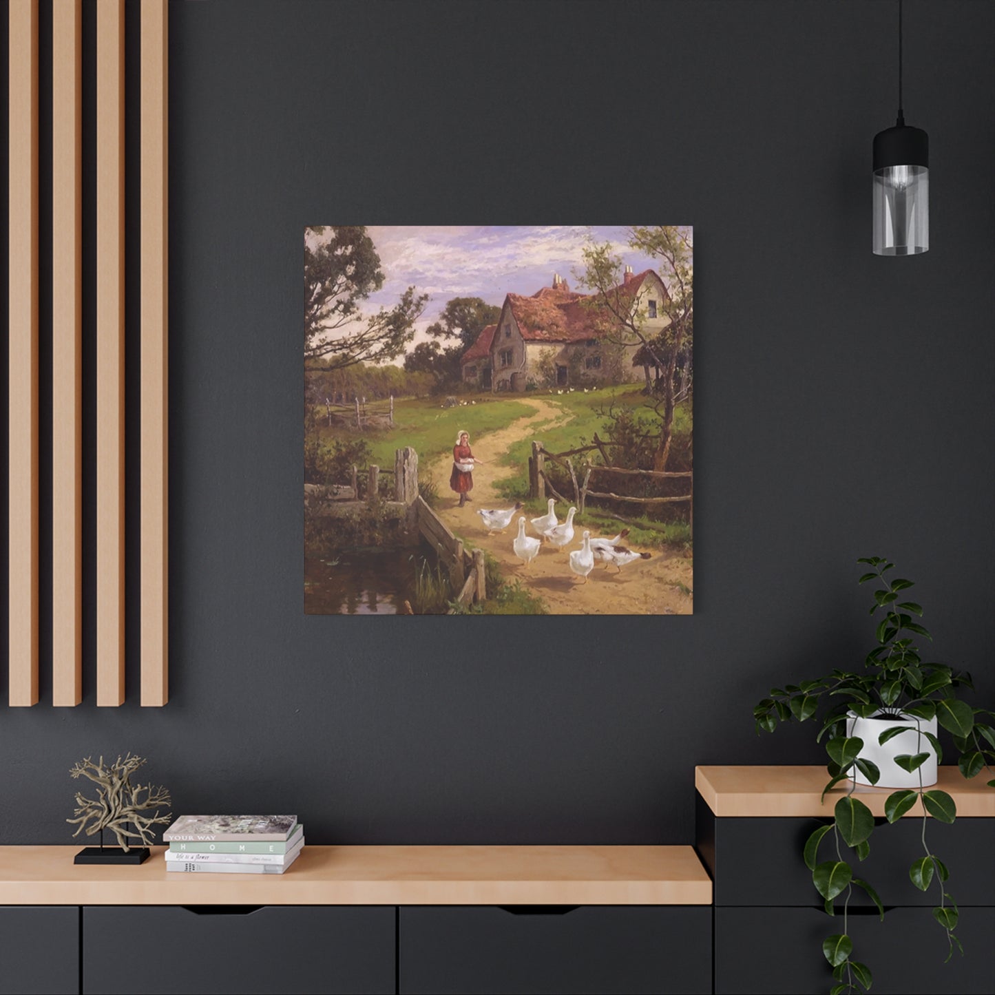 Ducks With A Charming Girl Wall Art & Canvas Prints