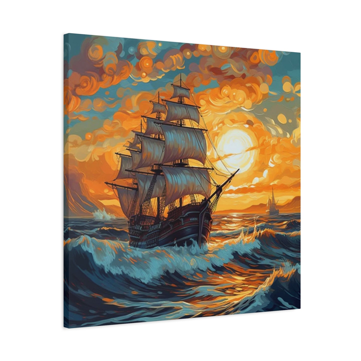 Ship Sailing During Dawn Painting Wall Art & Canvas Prints