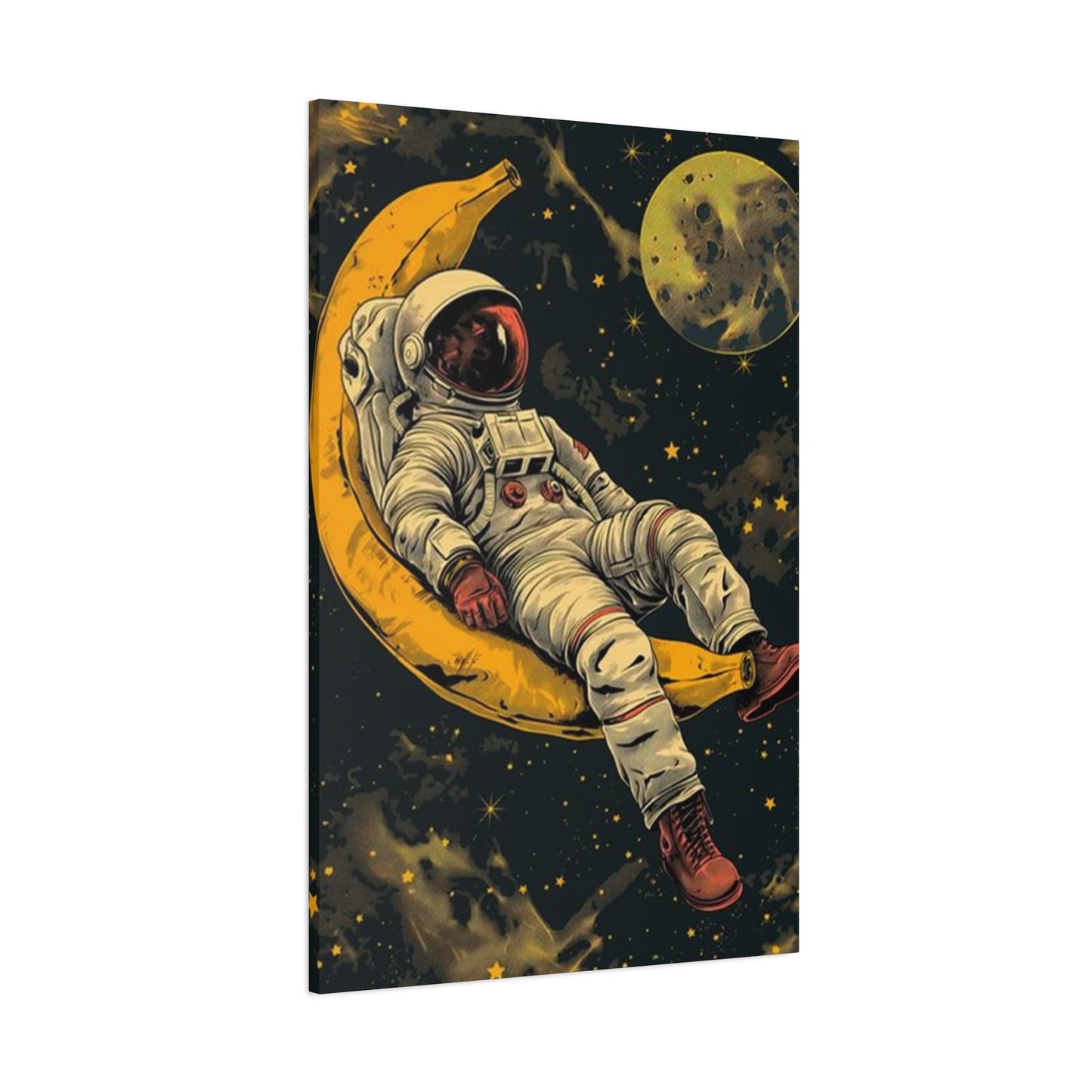 Astronaut On Banana In Space Wall Art & Canvas Prints