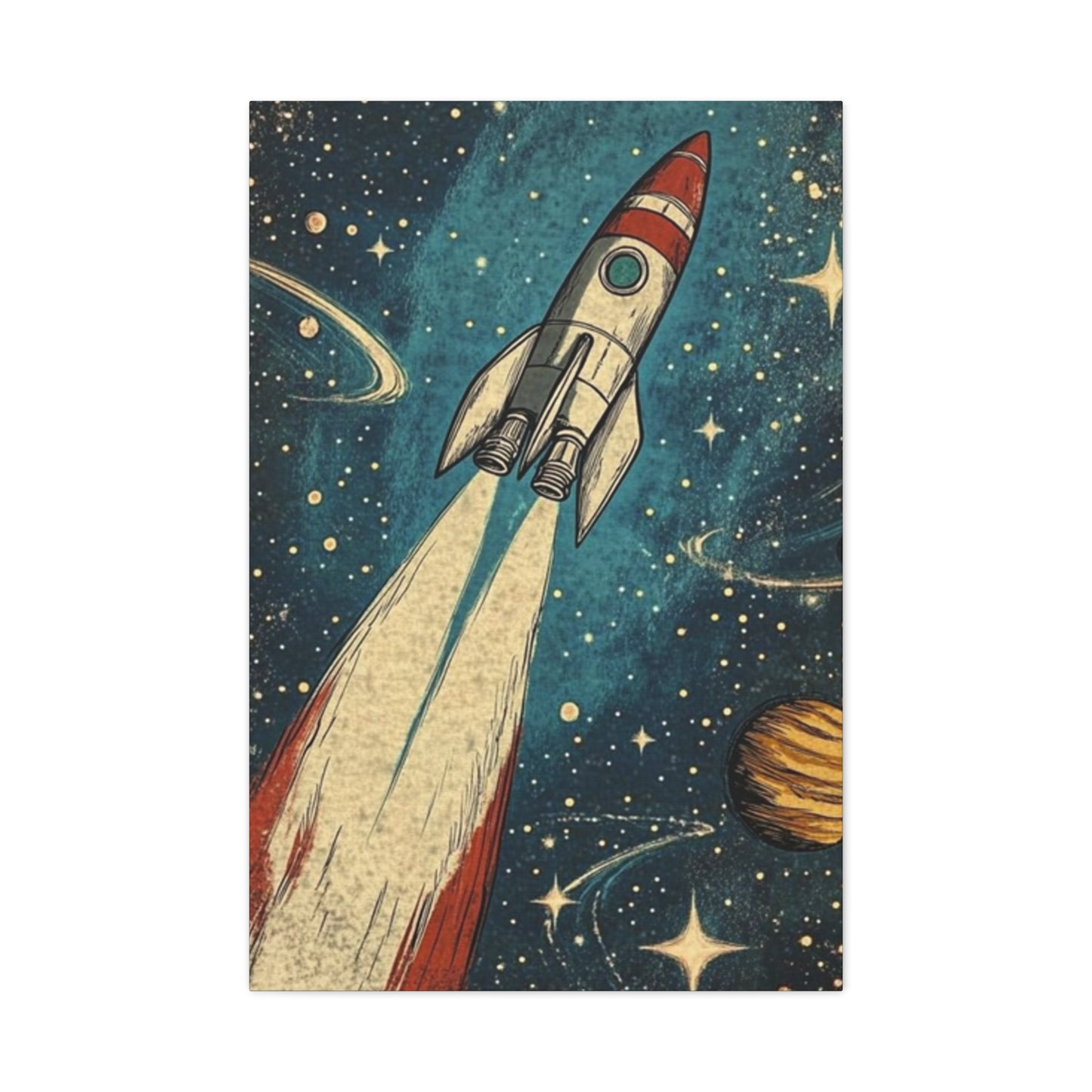 Rocket In Space Poster Wall Art & Canvas Prints