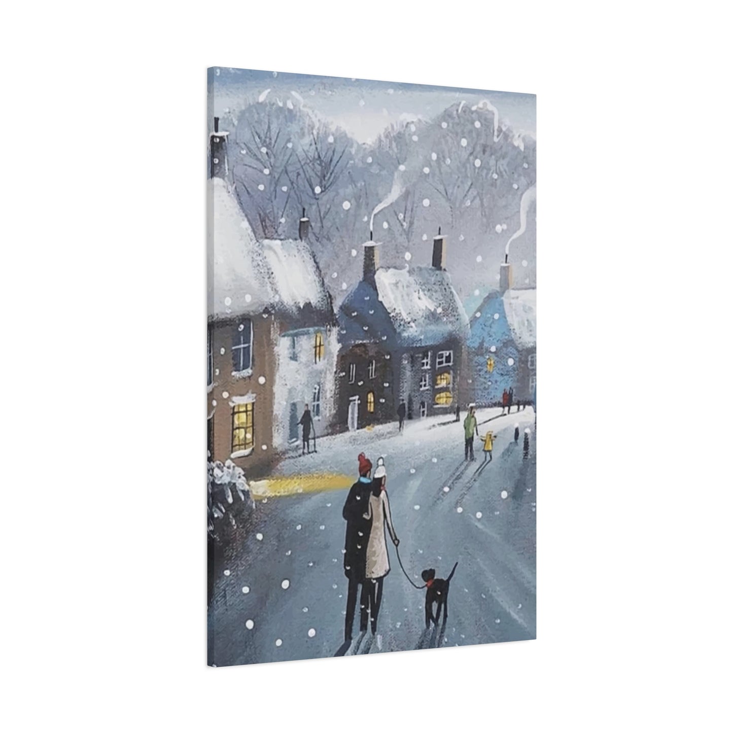 People Walk On Snow Road Wall Art & Canvas Prints