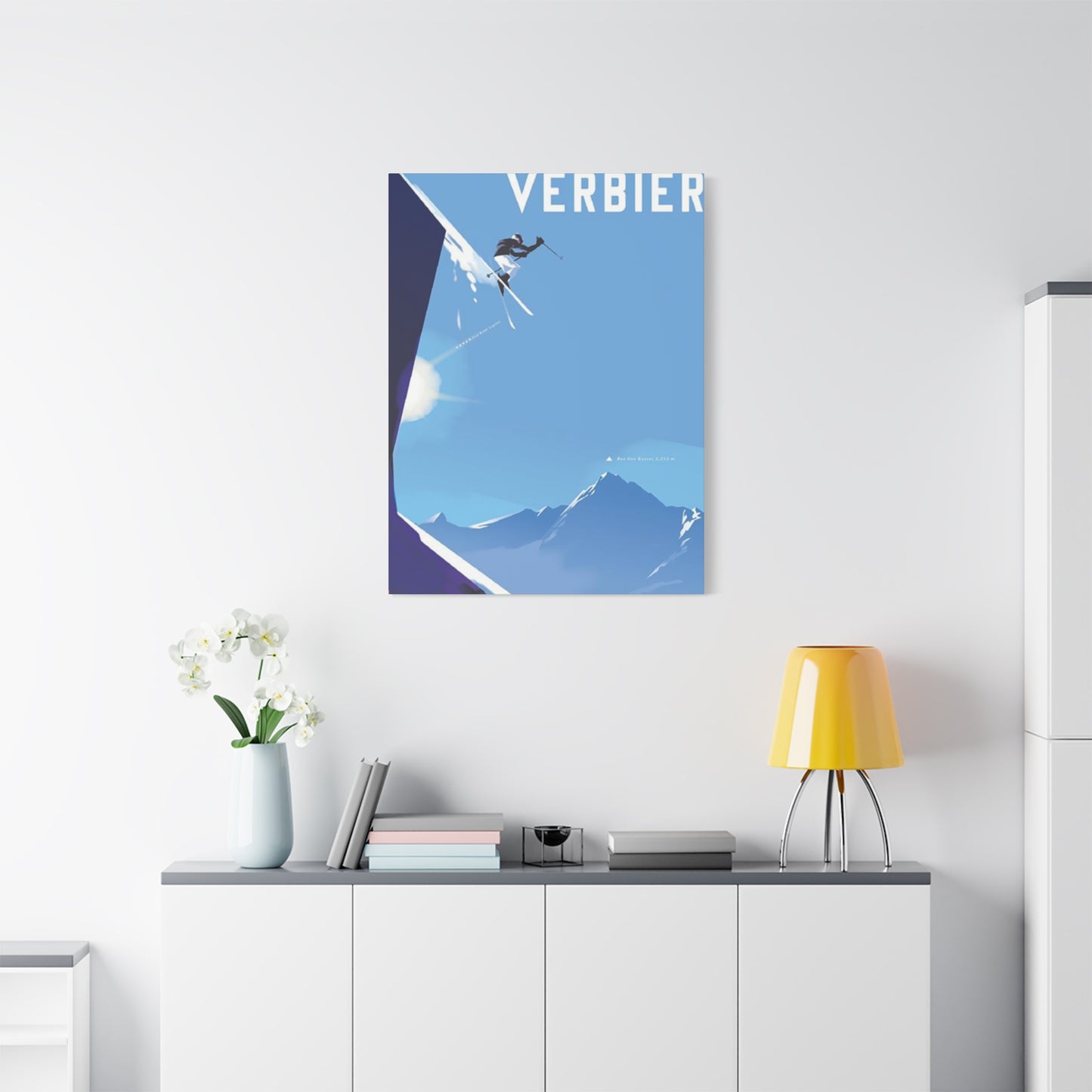Skiing At The Cliff Wall Art & Canvas Prints
