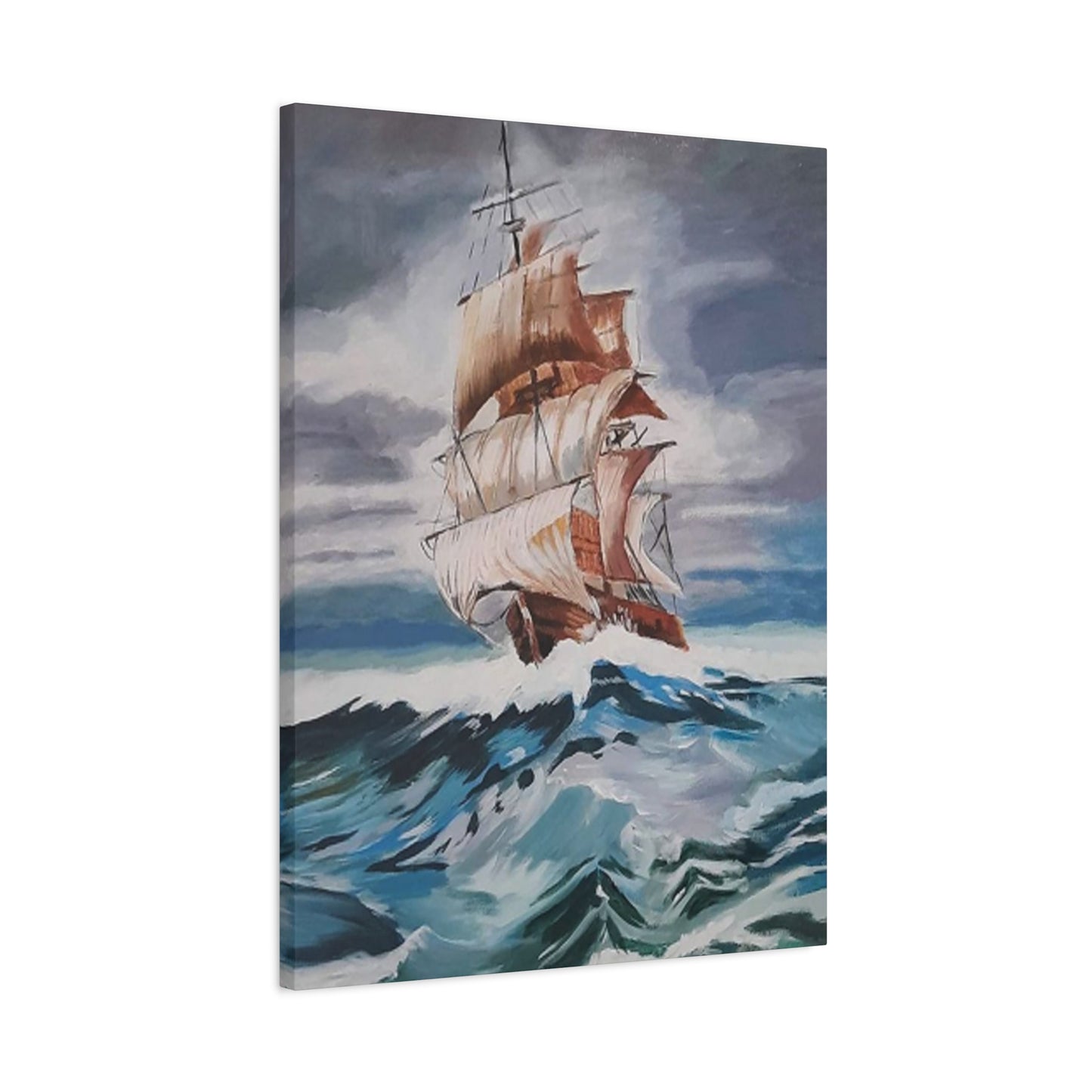 Large Vintage Ship In Waves Wall Art & Canvas Prints