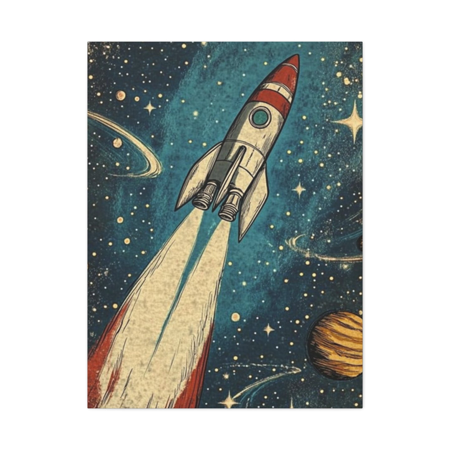 Rocket In Space Poster Wall Art & Canvas Prints