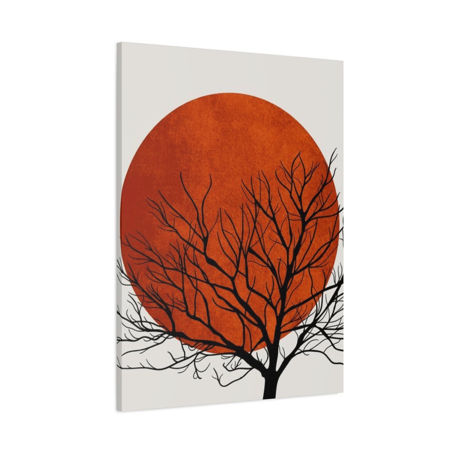 Dry Tree Silhouette with Orange Sun Wall Art & Canvas Prints