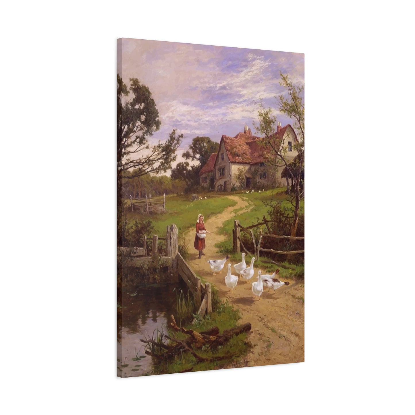 Ducks With A Charming Girl Wall Art & Canvas Prints