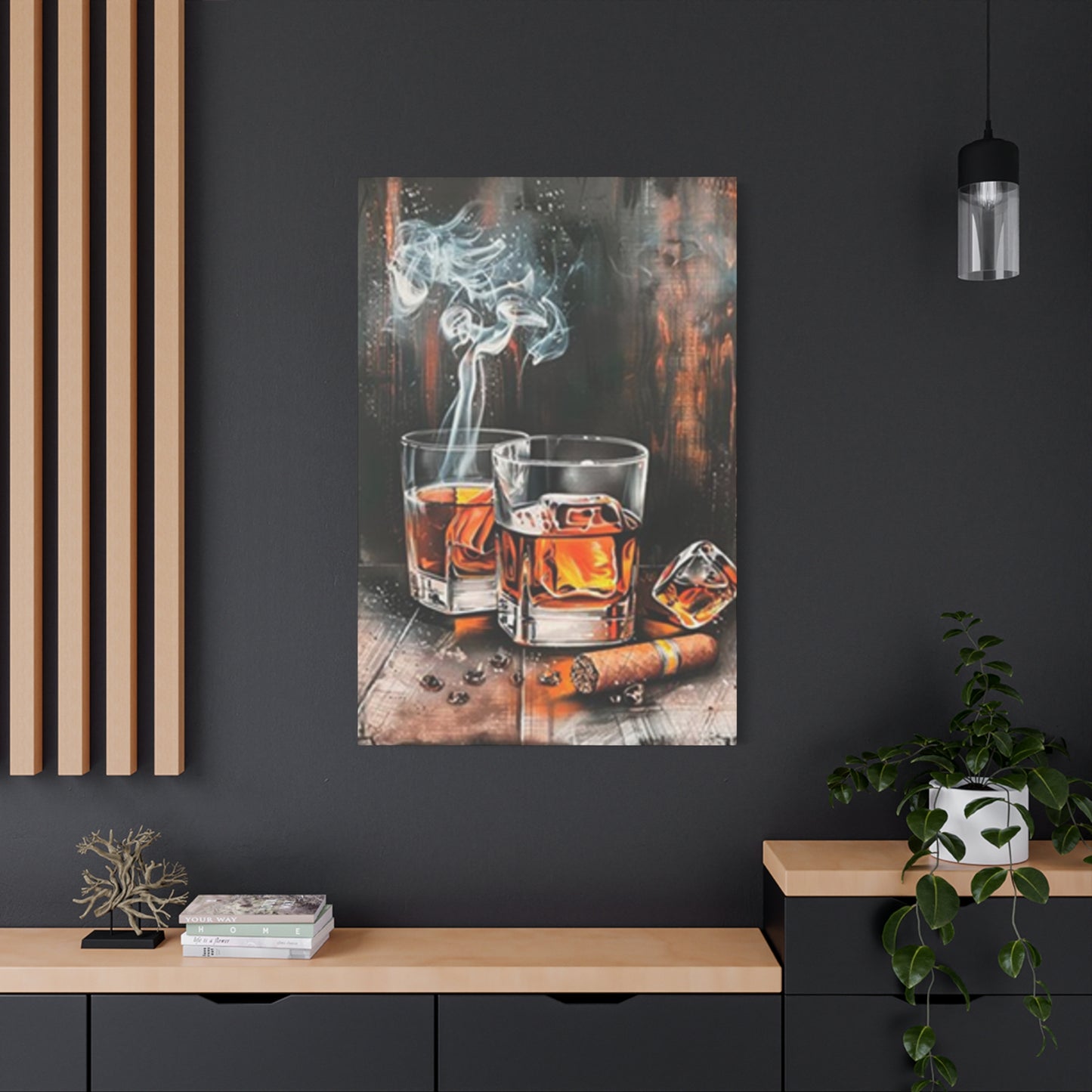 Whiskey And Cigar Painting Wall Art & Canvas Prints