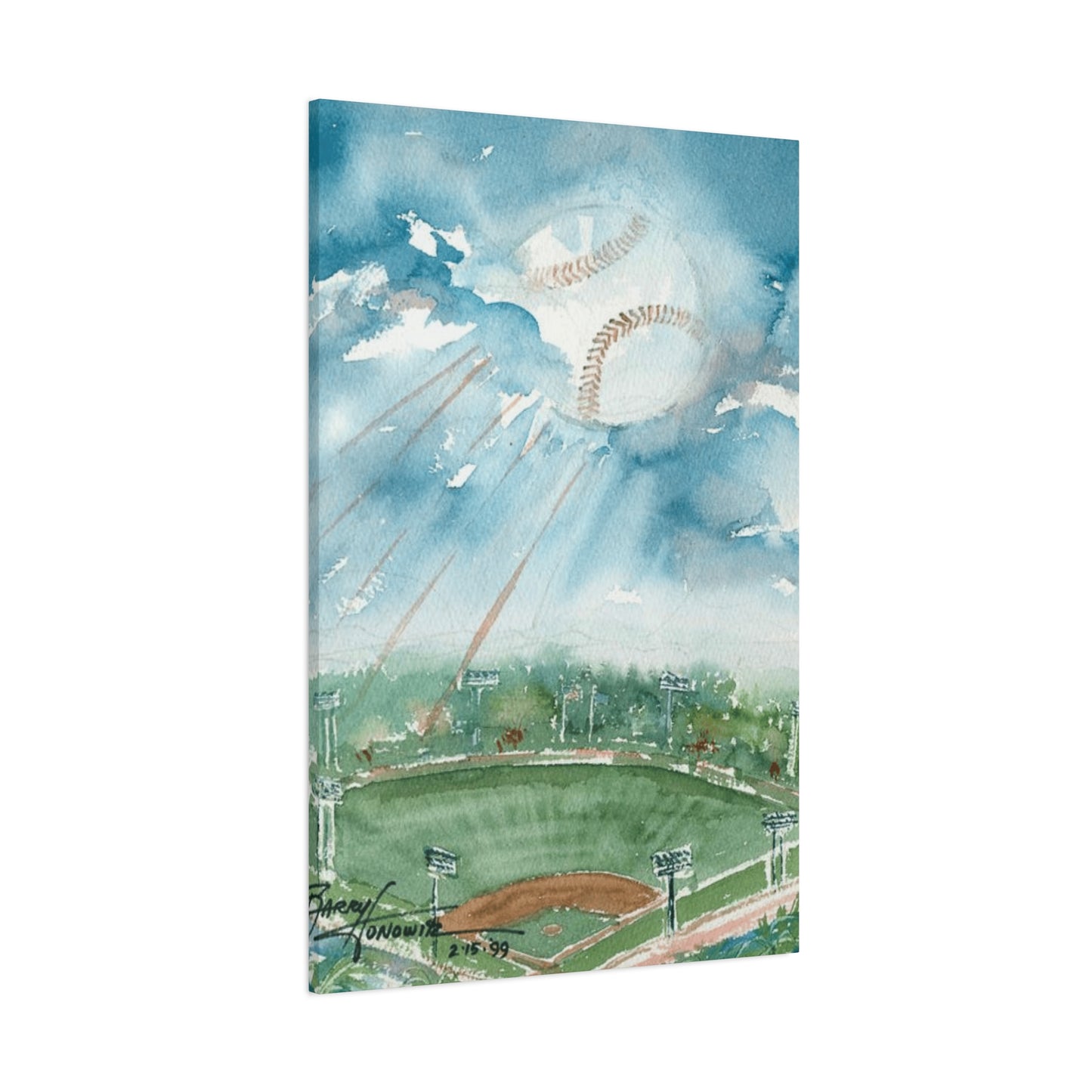 Baseball Water Painting Wall Art & Canvas Prints