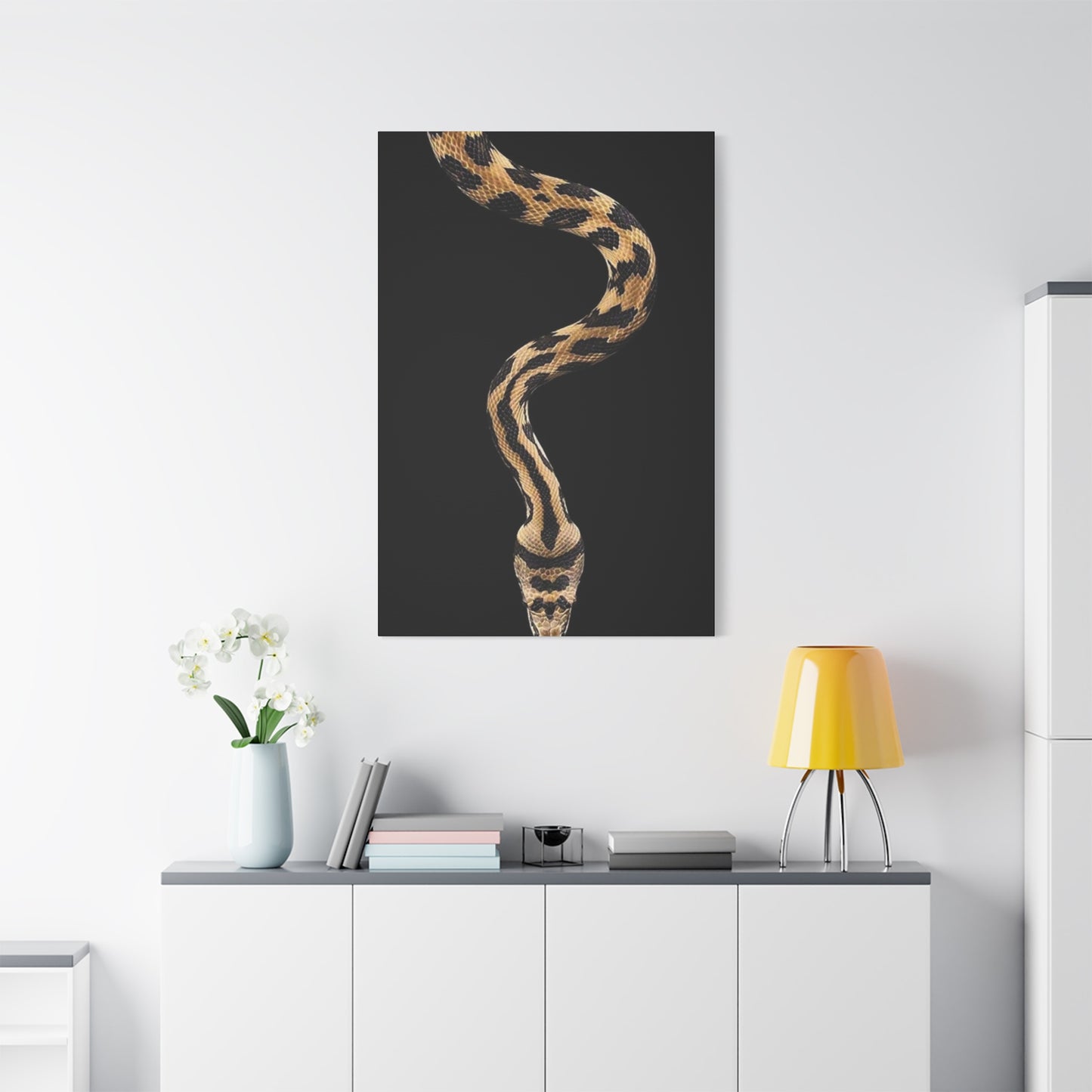 Snake On Black Poster Wall Art & Canvas Prints