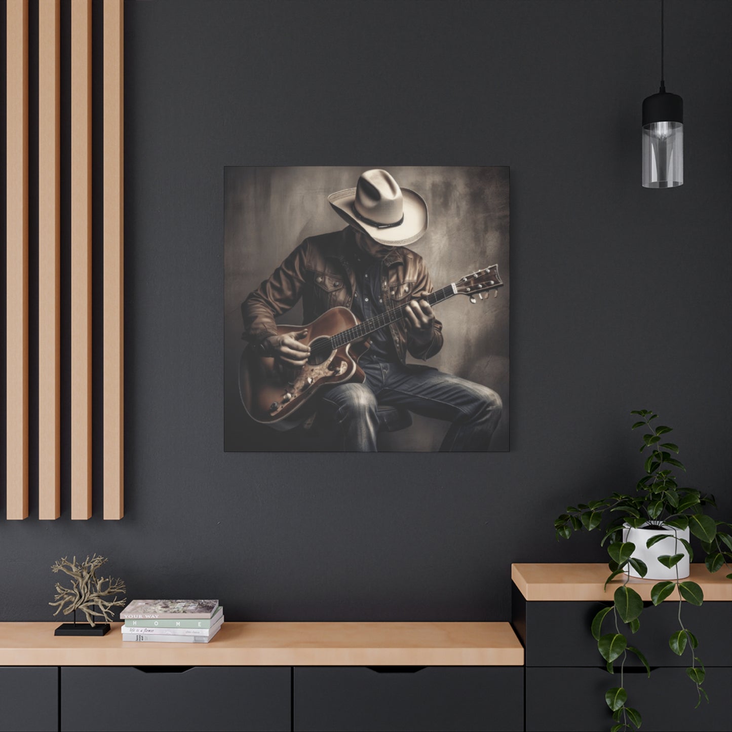 Cowboy Playing Guitar Wall Art & Canvas Prints