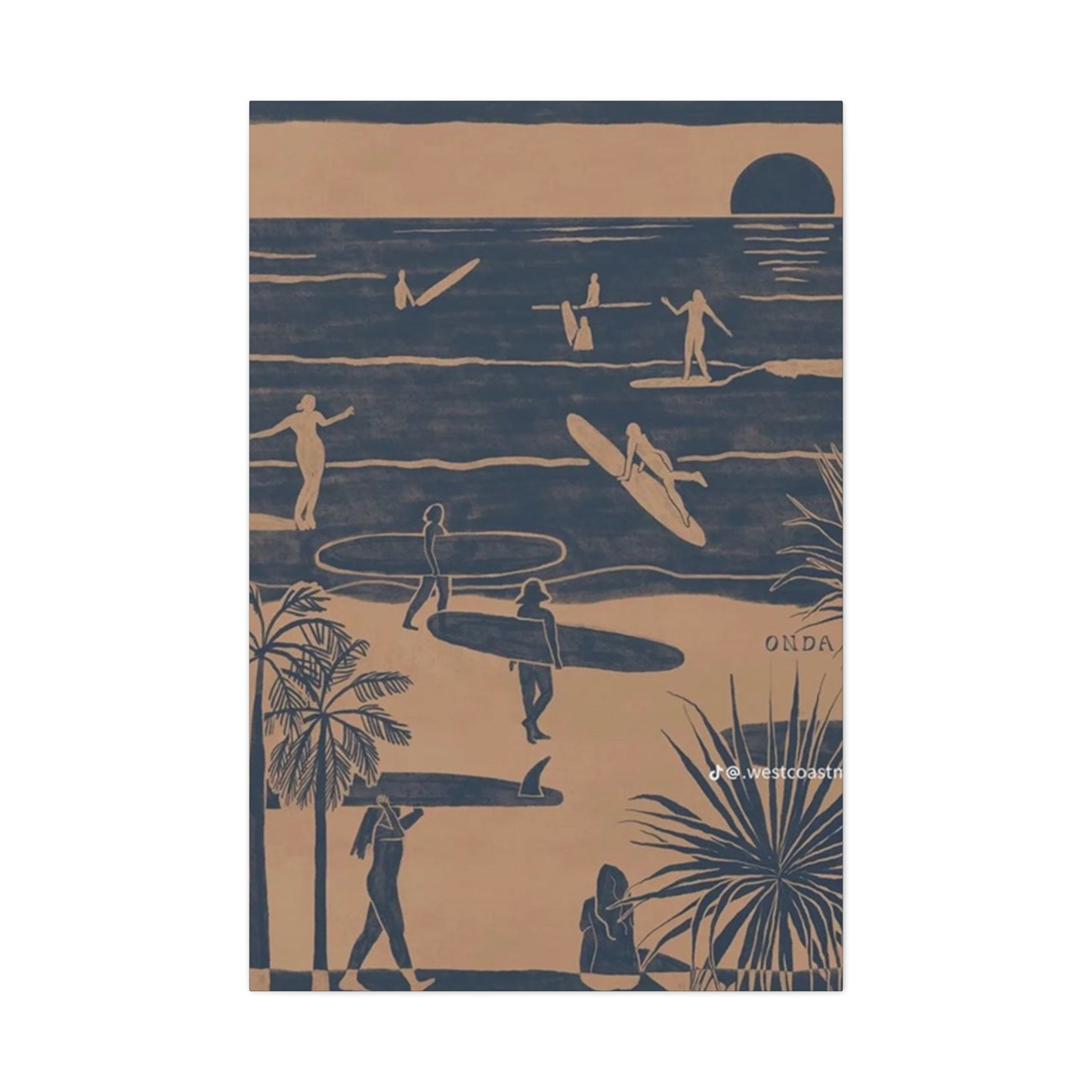 Beach Surfing Painting Wall Art & Canvas Prints