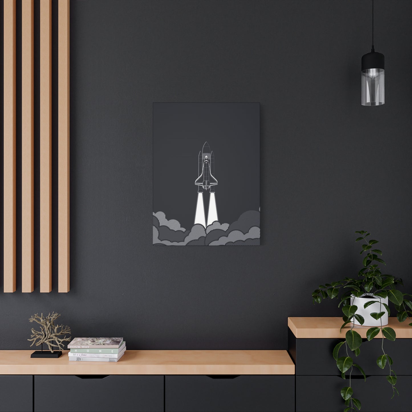 Dark Rocket Launch Poster Wall Art & Canvas Prints