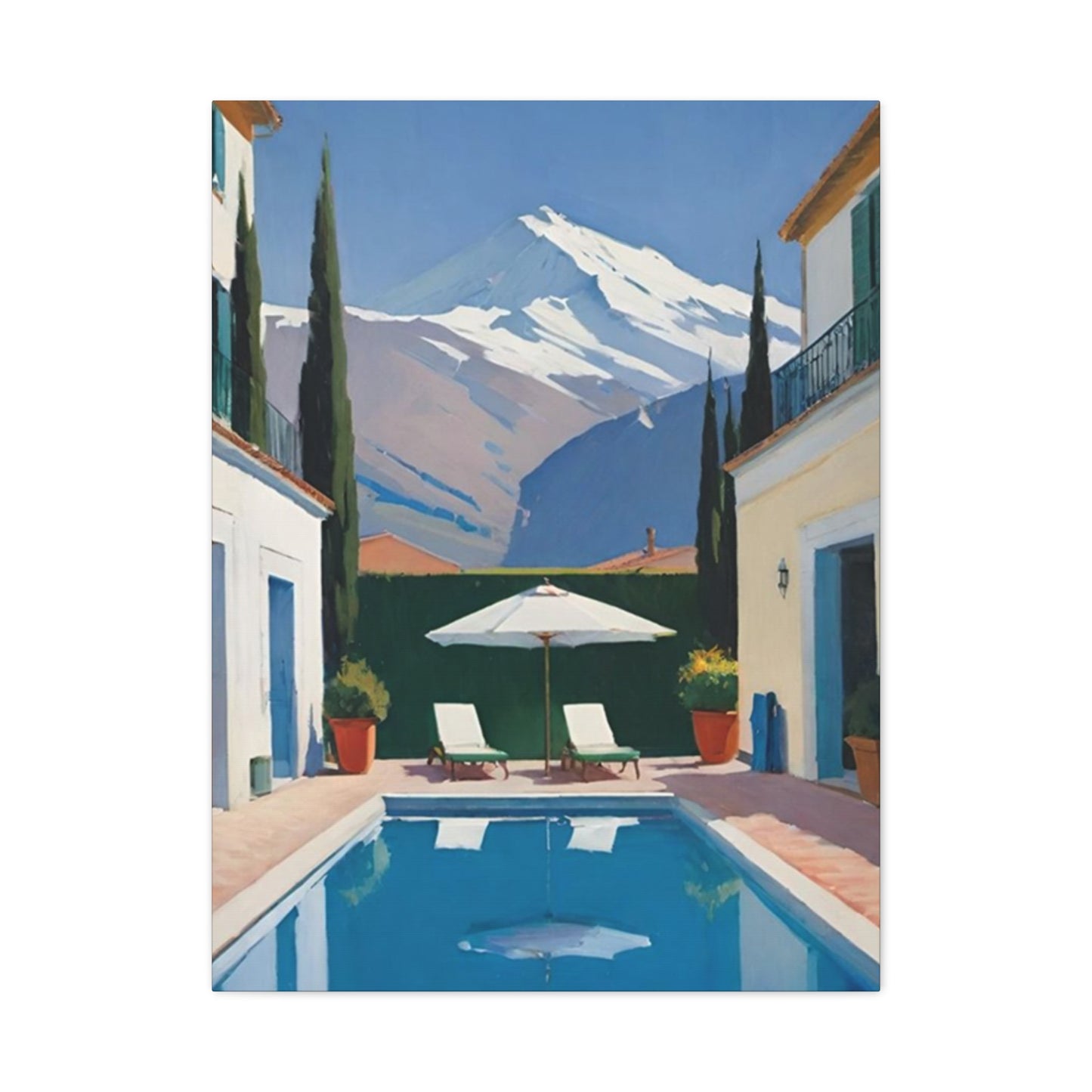 Swimming Pool In Resort With Mountain View Wall Art & Canvas Prints