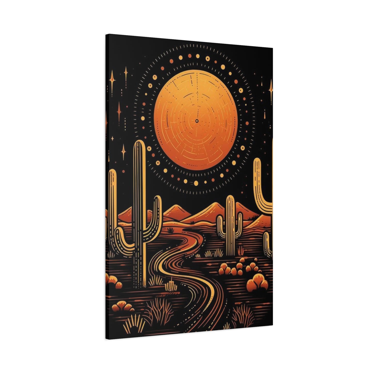 Dark Moon & Cactus In Desert Wall Art & Canvas Prints