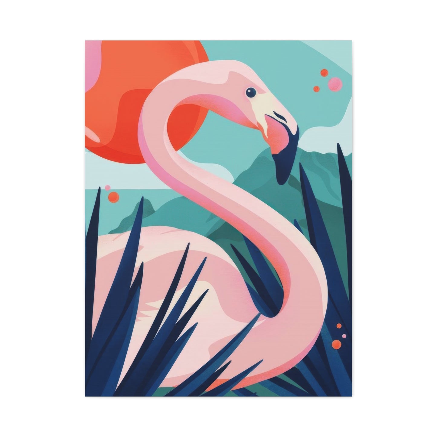 Flamingo Green Blue Wall Art & Canvas Prints