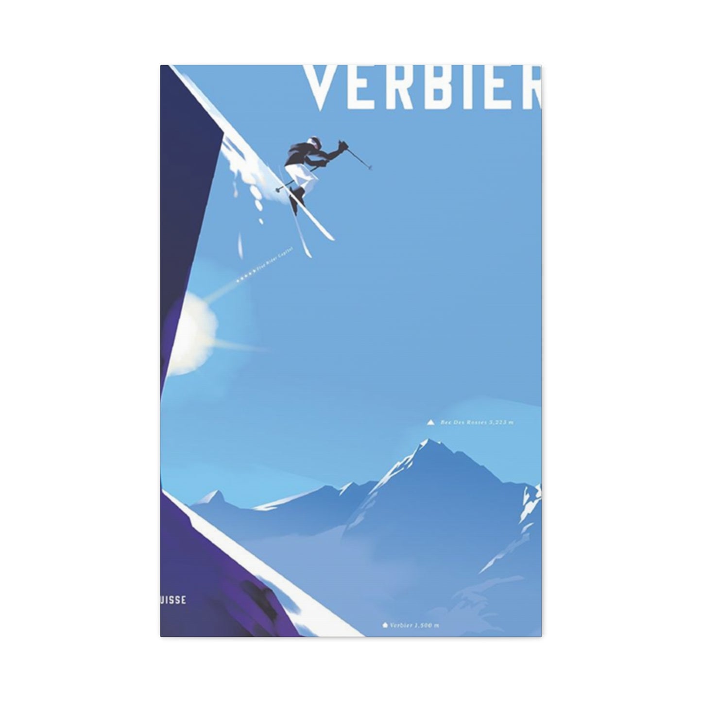 Skiing At The Cliff Wall Art & Canvas Prints