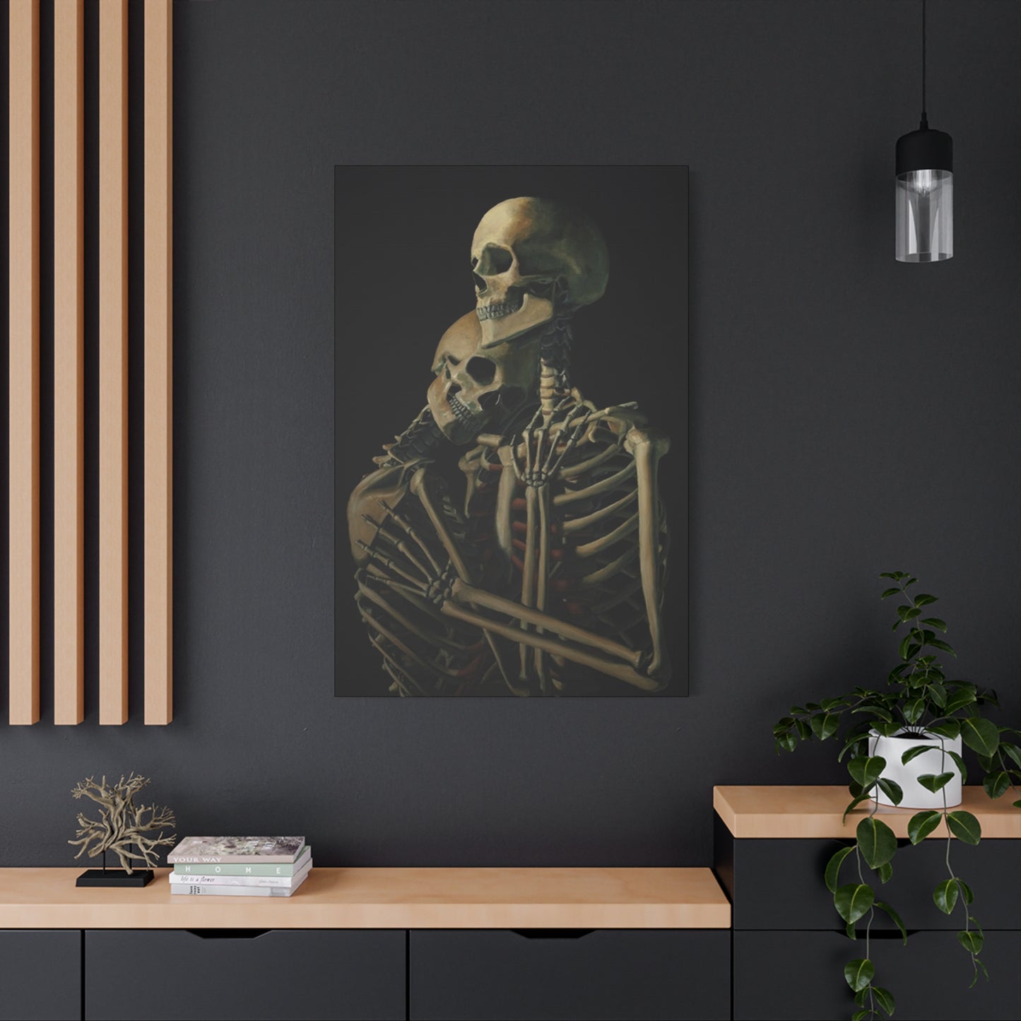 Skeleton Couple Hugging Wall Art & Canvas Prints