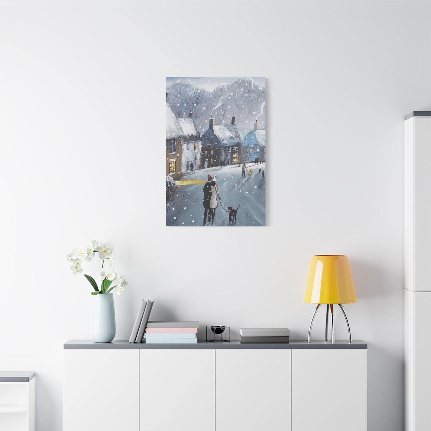 People Walk On Snow Road Wall Art & Canvas Prints