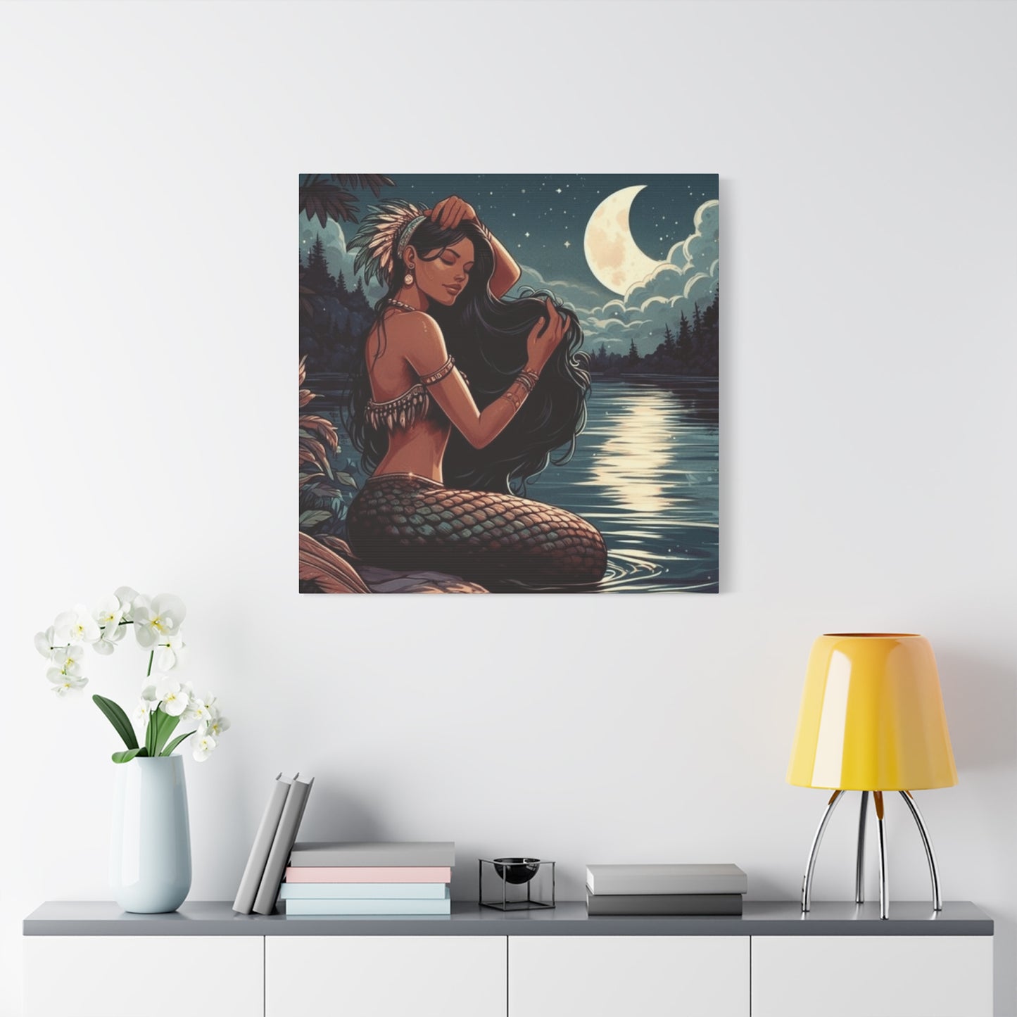 A Portrait Of Mermaid At Night Wall Art & Canvas Prints