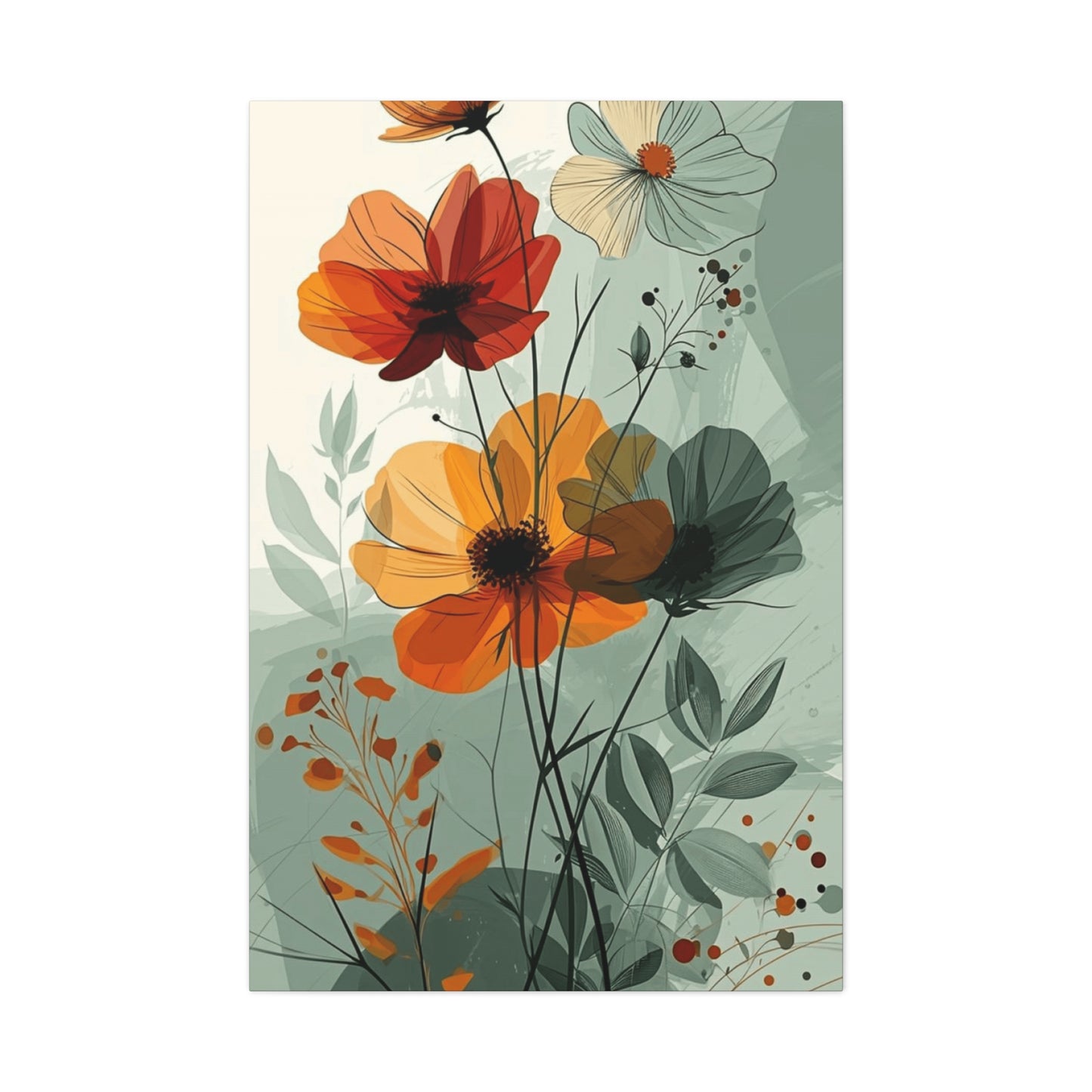 Green Floral Painting Wall Art & Canvas Prints