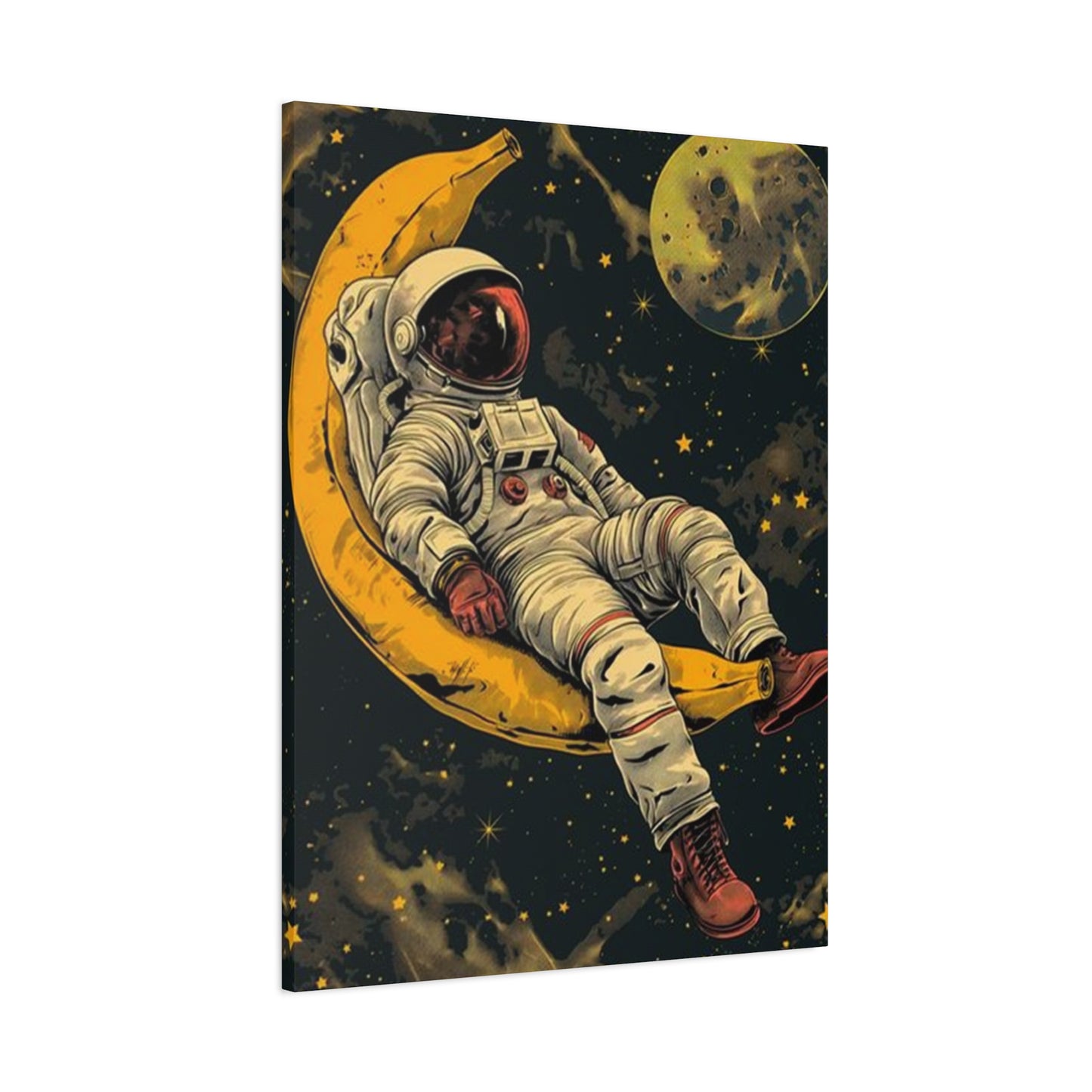 Astronaut On Banana In Space Wall Art & Canvas Prints