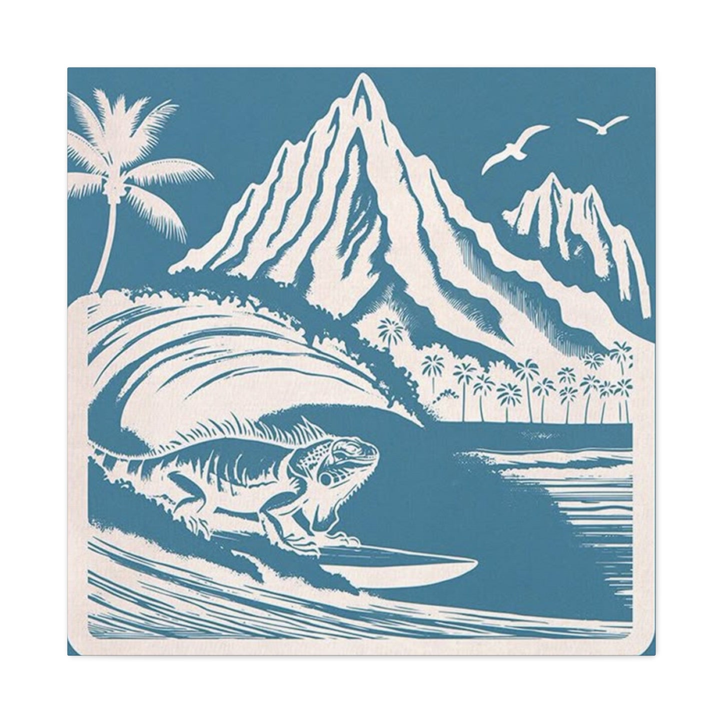 Chameleon Surfing Wall Art & Canvas Prints
