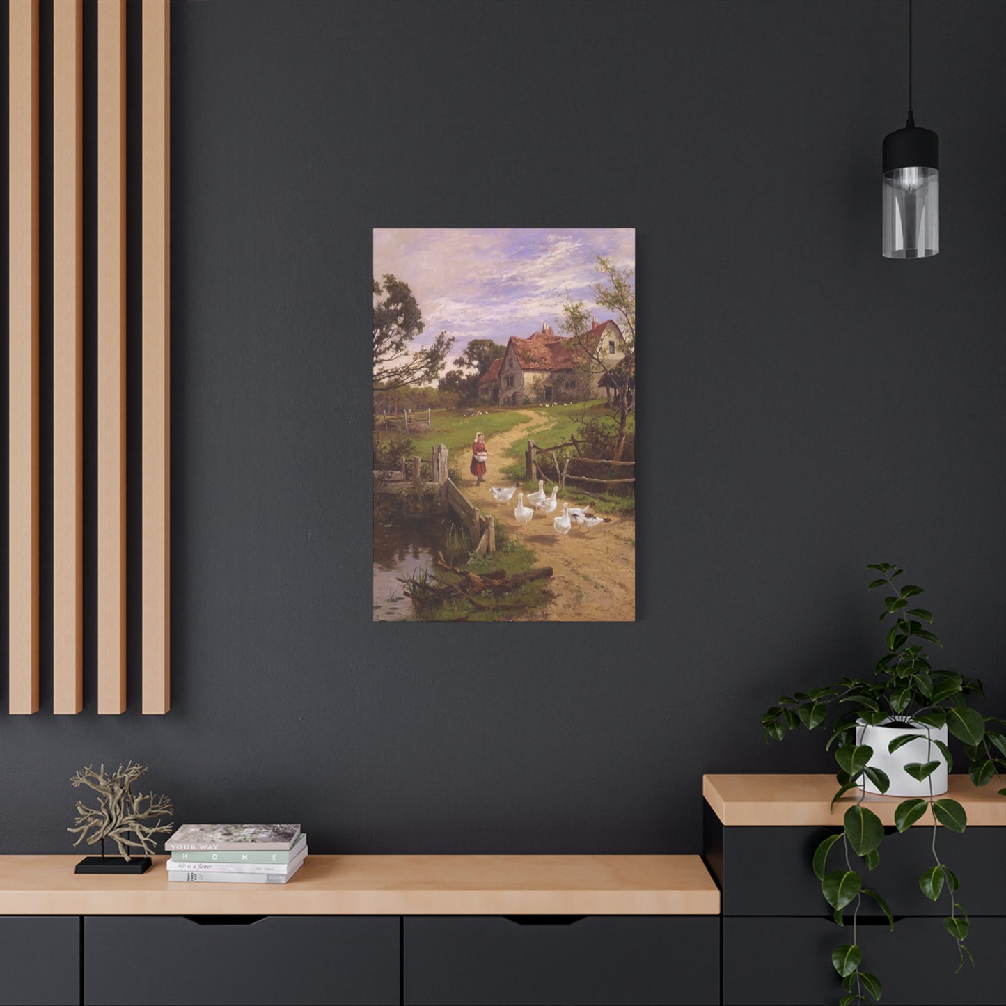 Ducks With A Charming Girl Wall Art & Canvas Prints