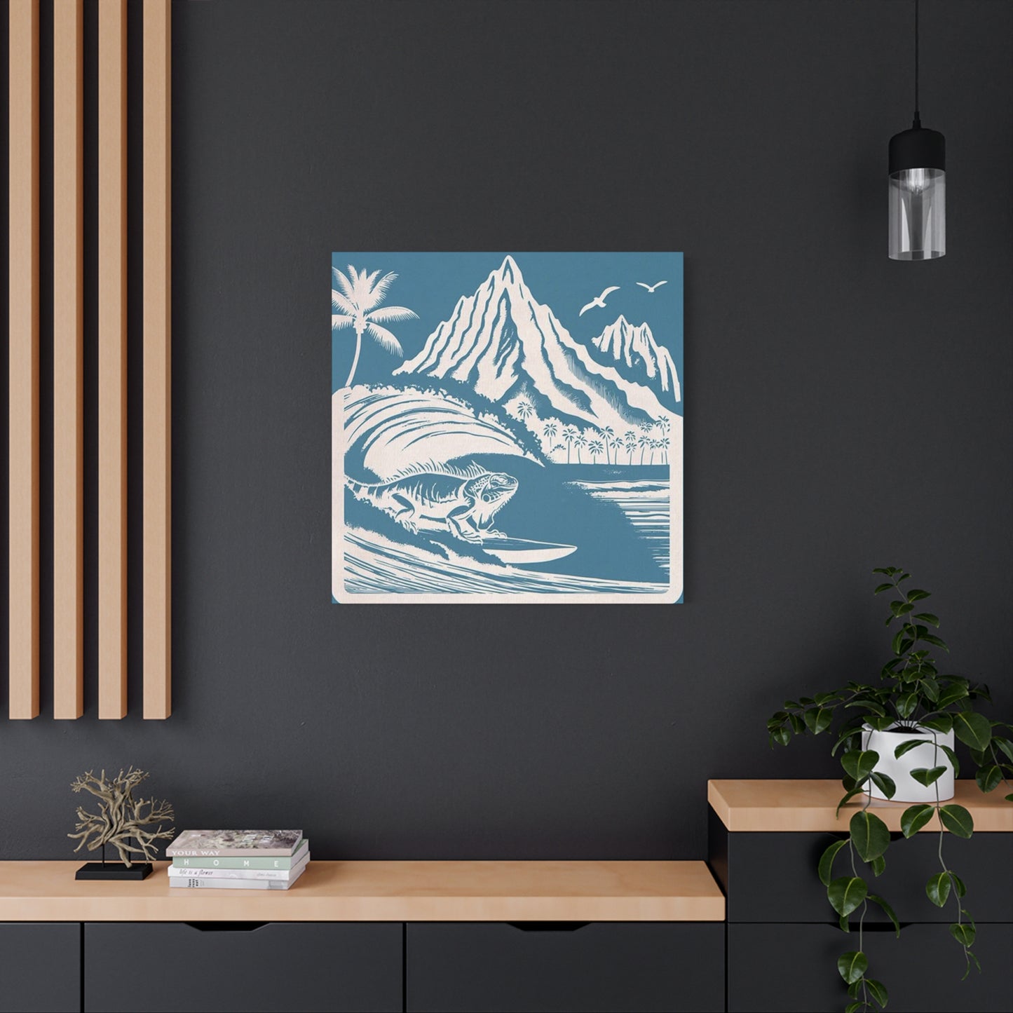 Chameleon Surfing Wall Art & Canvas Prints