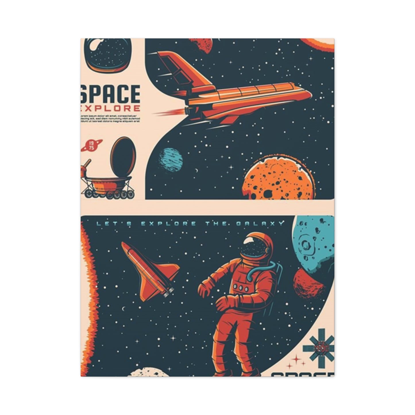 Space Explore Adventure Poster Wall Art & Canvas Prints