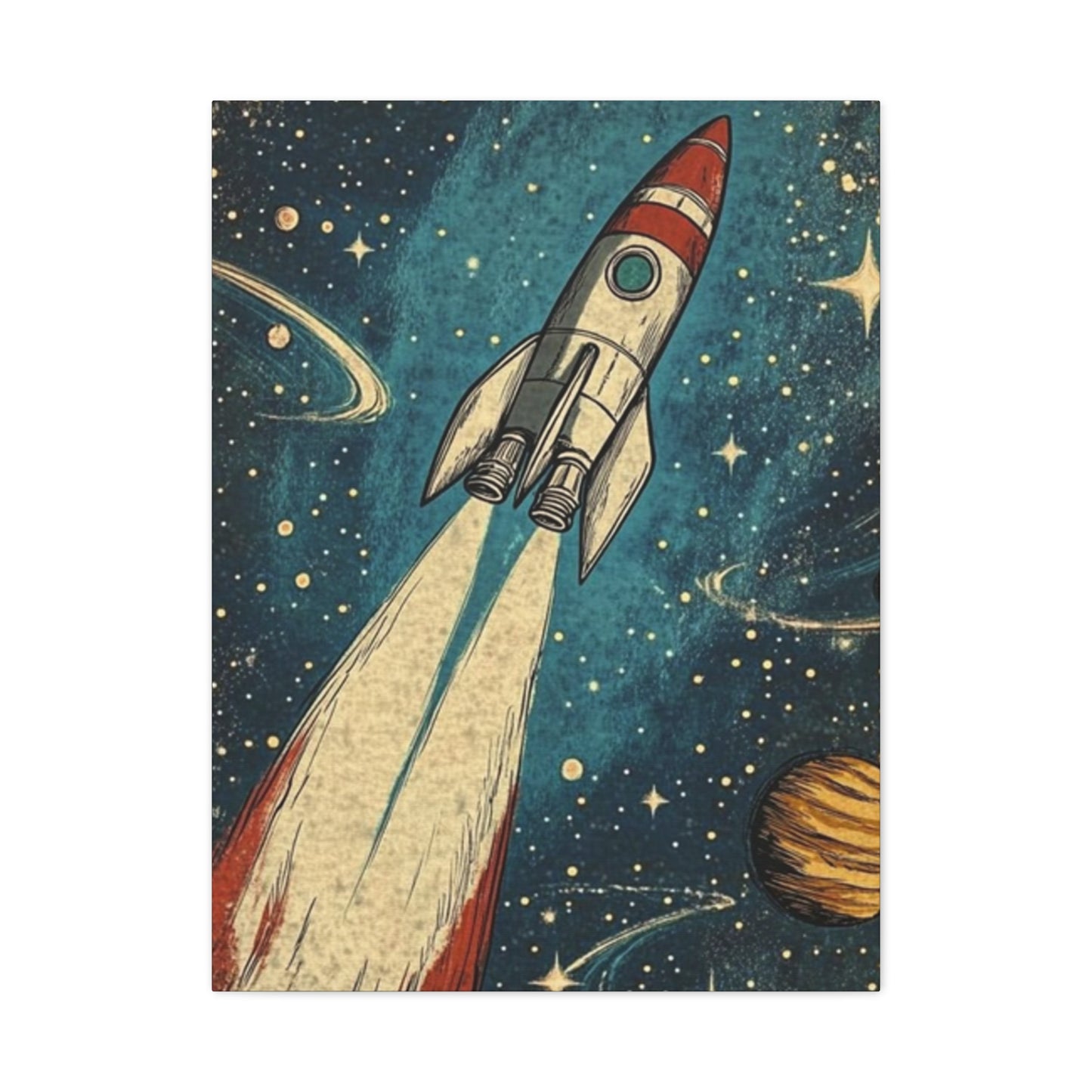 Rocket In Space Poster Wall Art & Canvas Prints