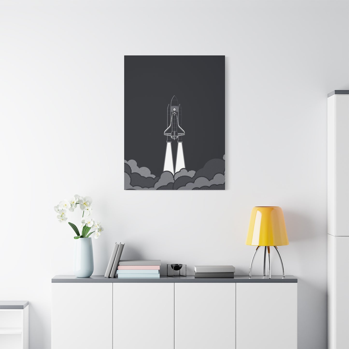 Dark Rocket Launch Poster Wall Art & Canvas Prints